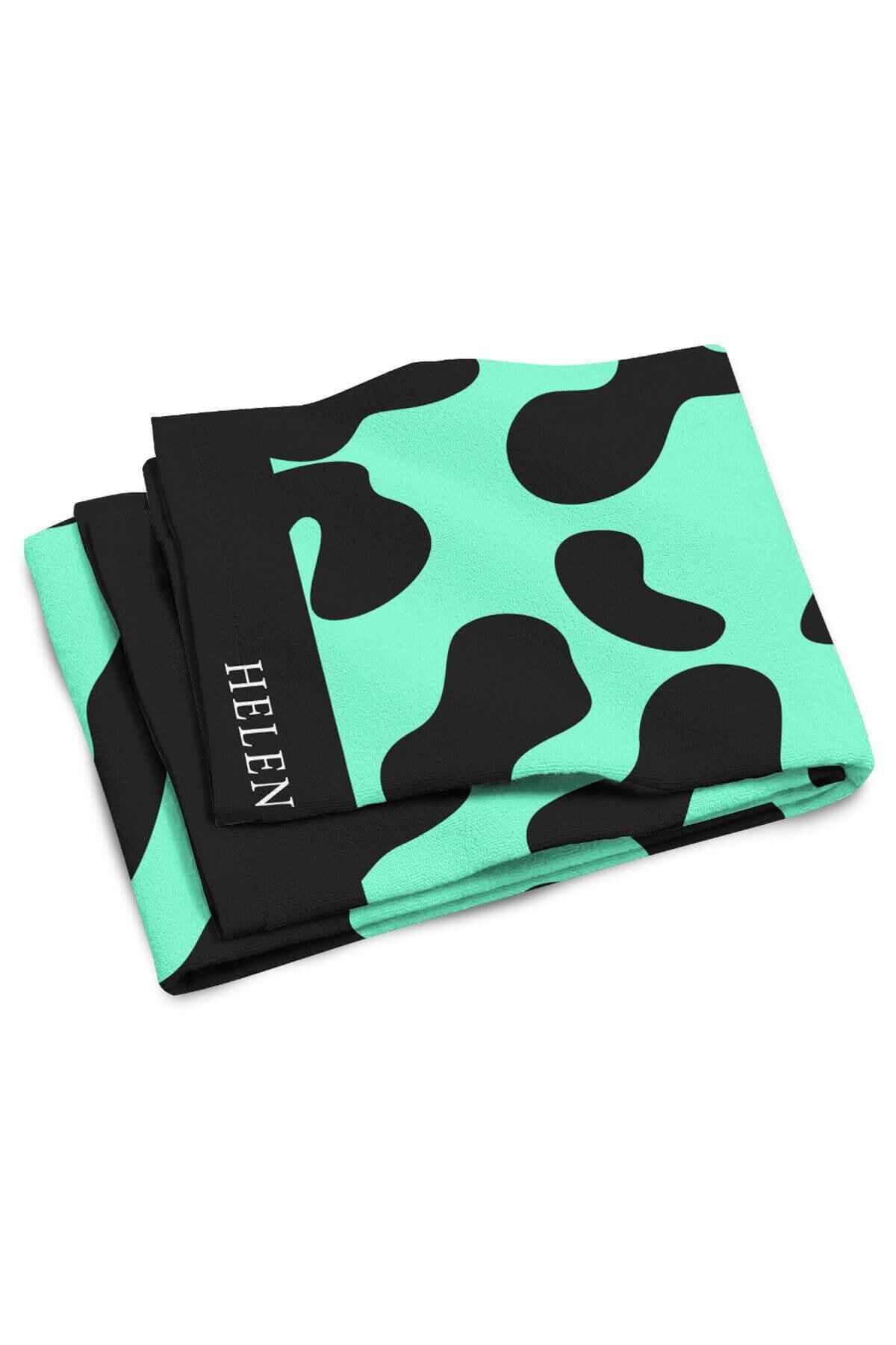 Helen George-Light Green Leopard Patterned Oversize Beach Towel - Hgtw0001358 4