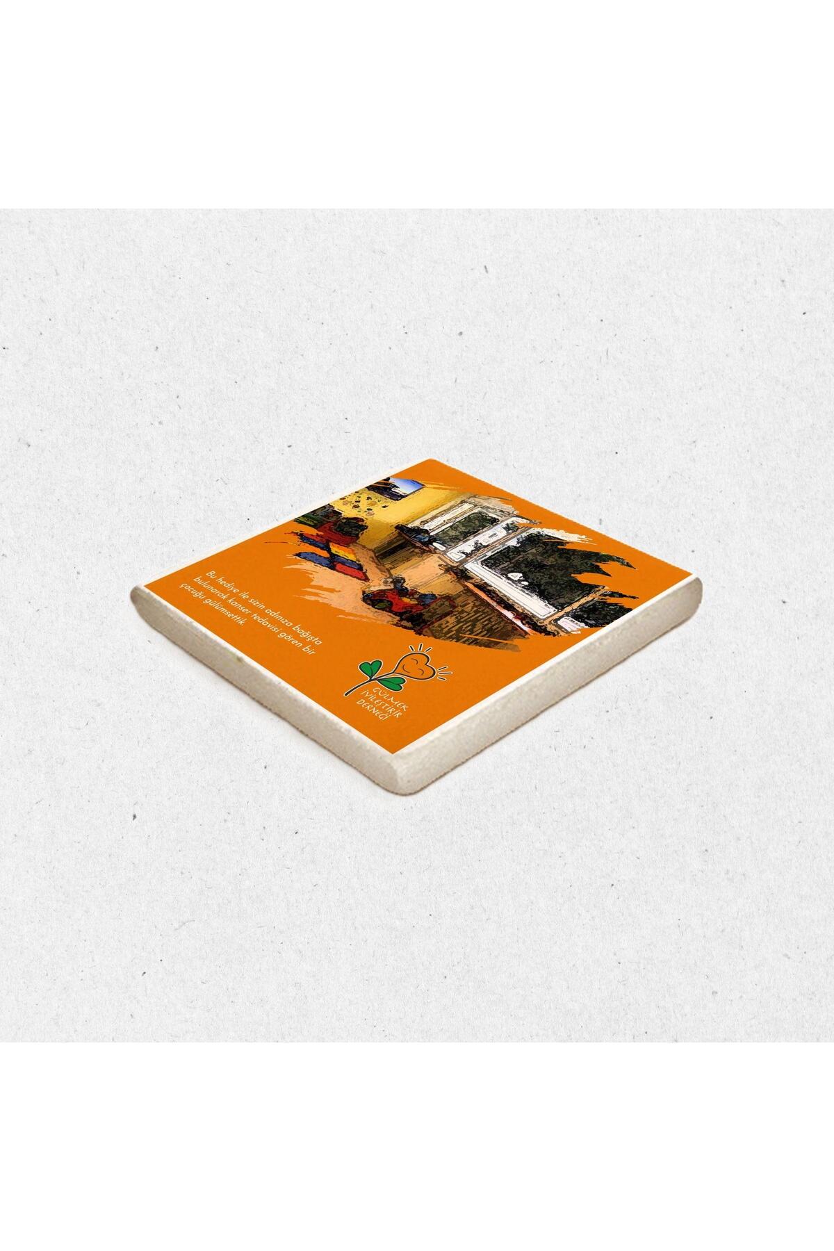 Gülmek İyileştirir Doğal Taş Bardak Altlığı - 1