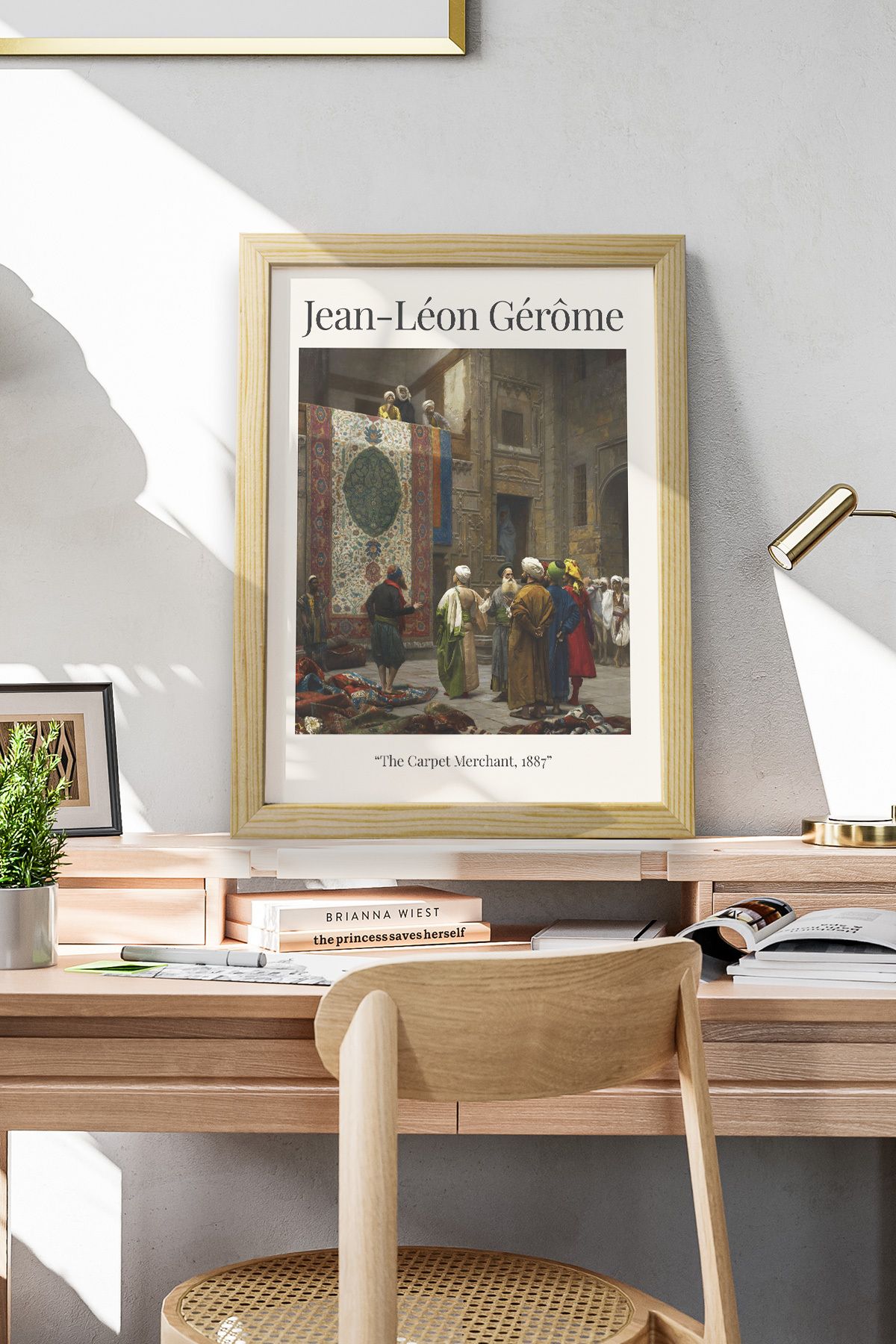 DuoArt-Jean Leon Gerome-Carpet Merchant Famous Works Natural Wood Framed White Poster 5