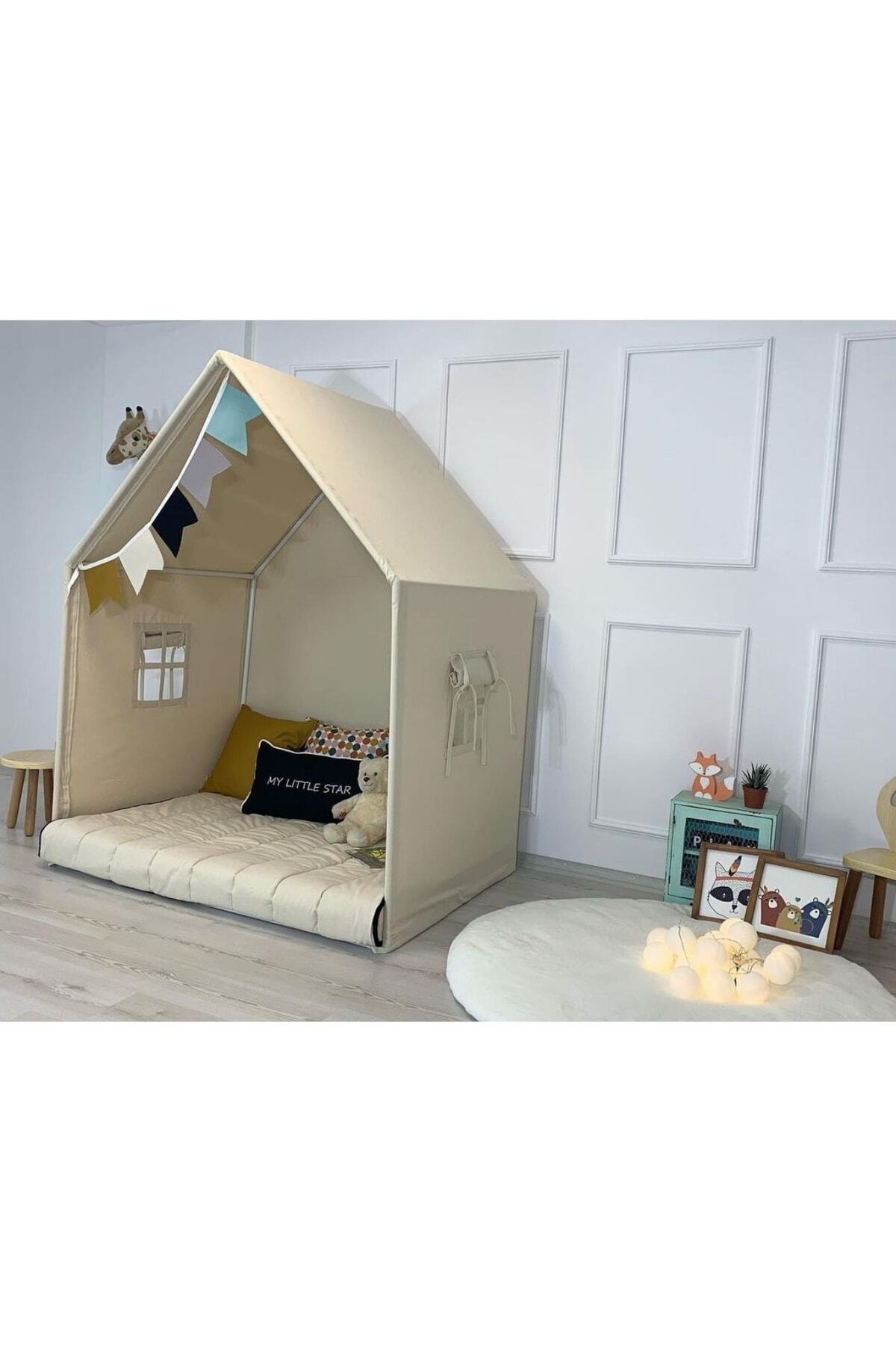 PAMUKA Natural Perdesiz Montessori Oyun Evi+Oyun Halısı fotoğrafı 2 (önizleme)