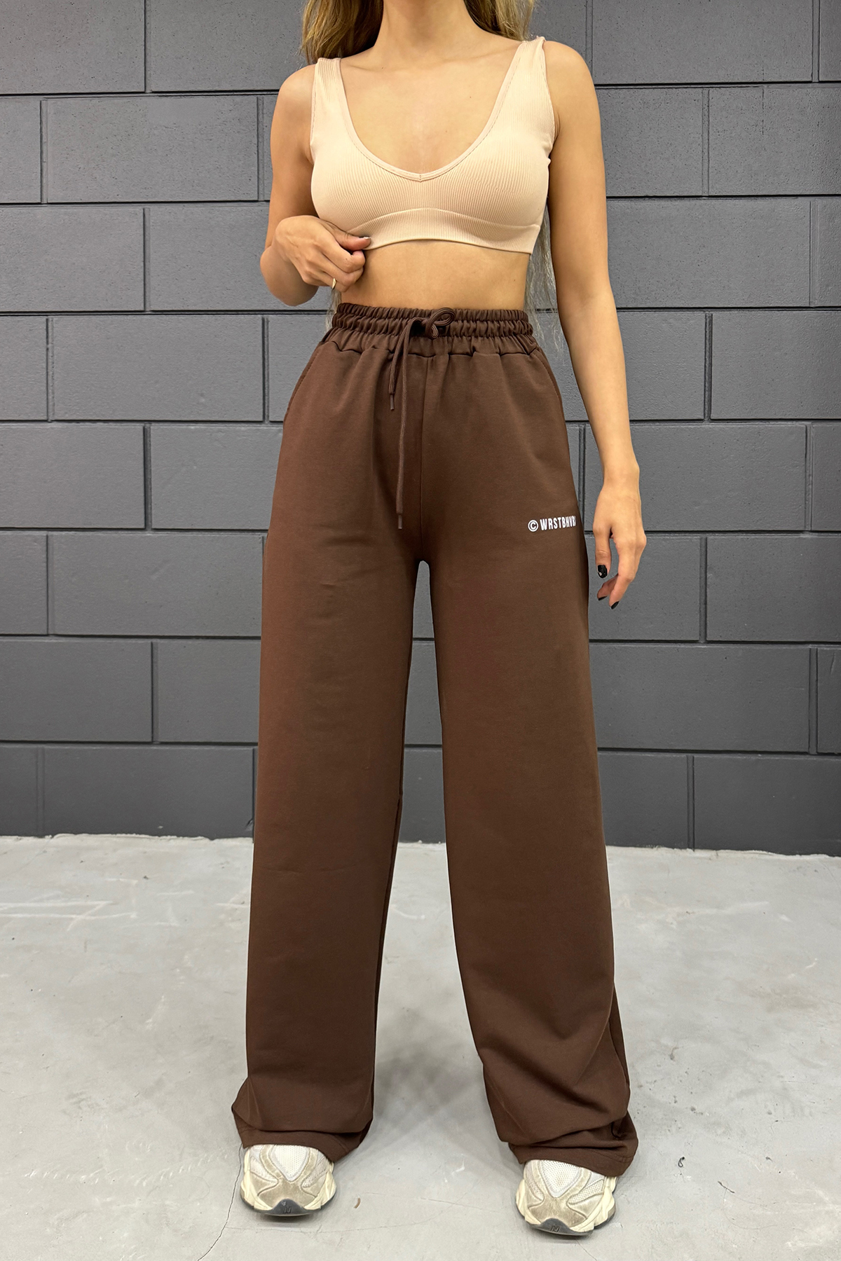 Sun Victoria  Kadın Kahverengi Bol Paça Baskılı Eşofman Altı - Görsel 7