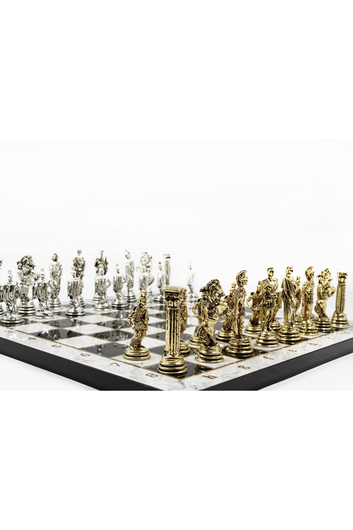 GGS GrandGiftStore Ahşap Satranç Tahtası ve Metal Satranç Taşları Taşınması Kolay Küçük Boy Satranç Takımı