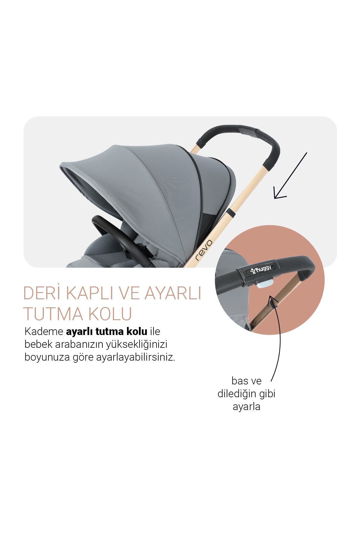 Huggy Revo 5 In 1 Çift Yönlü Travel Sistem Bebek Arabası Siyah fotoğrafı 4 (önizleme)