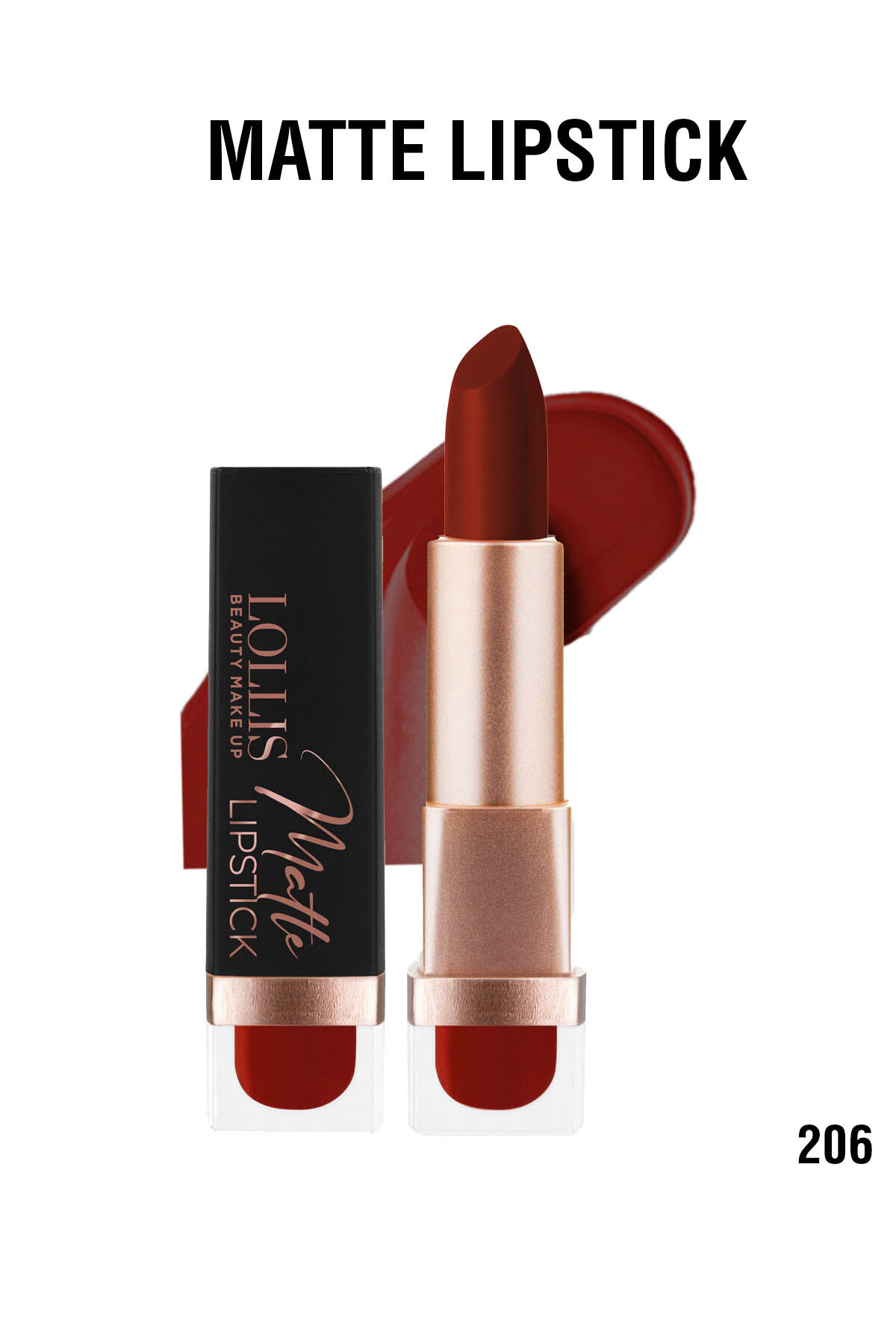Matte Lipstick Yoğun Pigmentli Mat Ruj Kalıcı 206 — قهوه‌ای matte lipsticks — تصویر 4 از 5