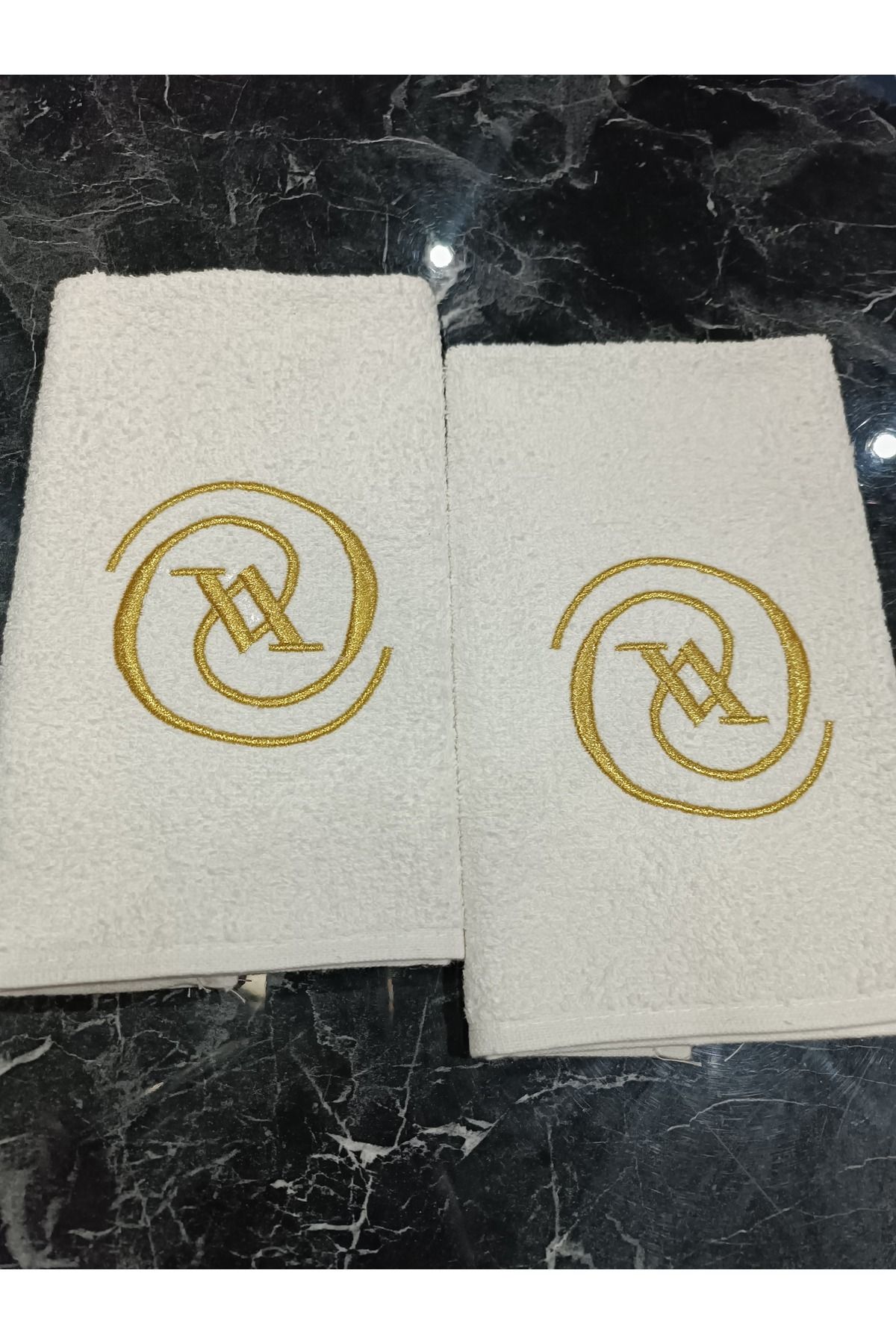Gold Nakış işlemeli desenli mutfak havlusu 2'li