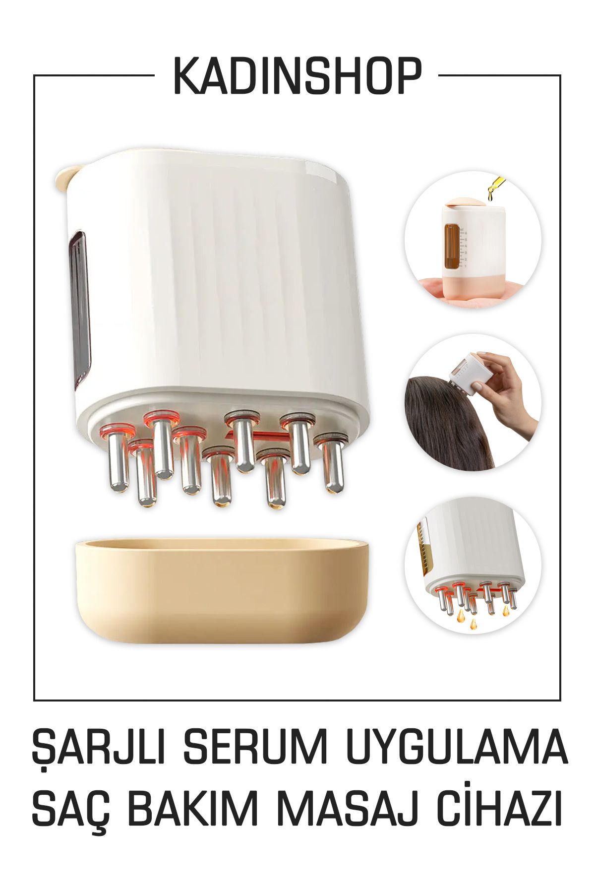 Yeni Nesil Şarjlı Saç Bakım Cihazı Serum Ampul Uygulama Masaj Cihazı Saç Güçlendirme Yüksek Frekans