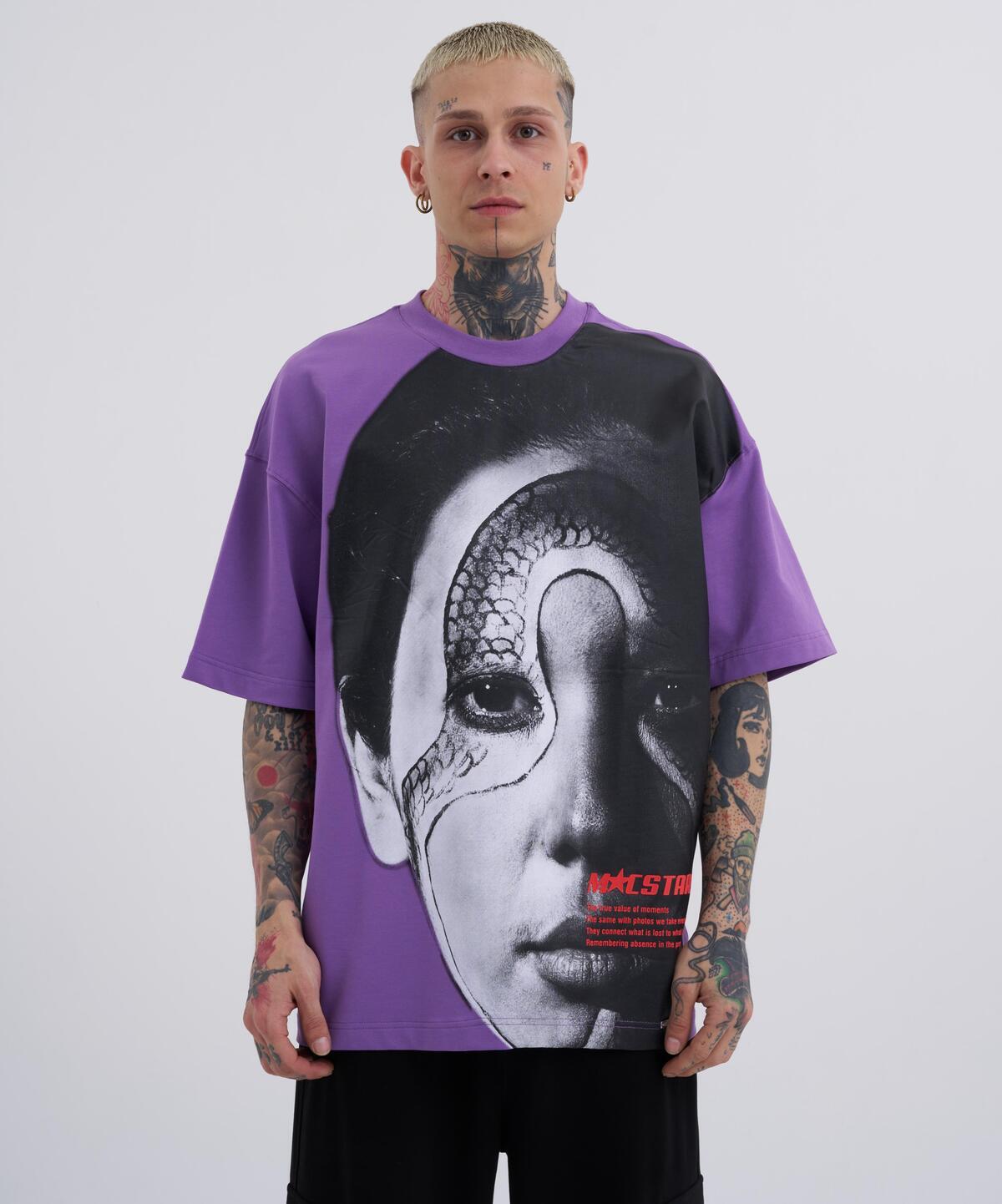 تیشرت مردانه Macstar Snake Face Oversize Ecru