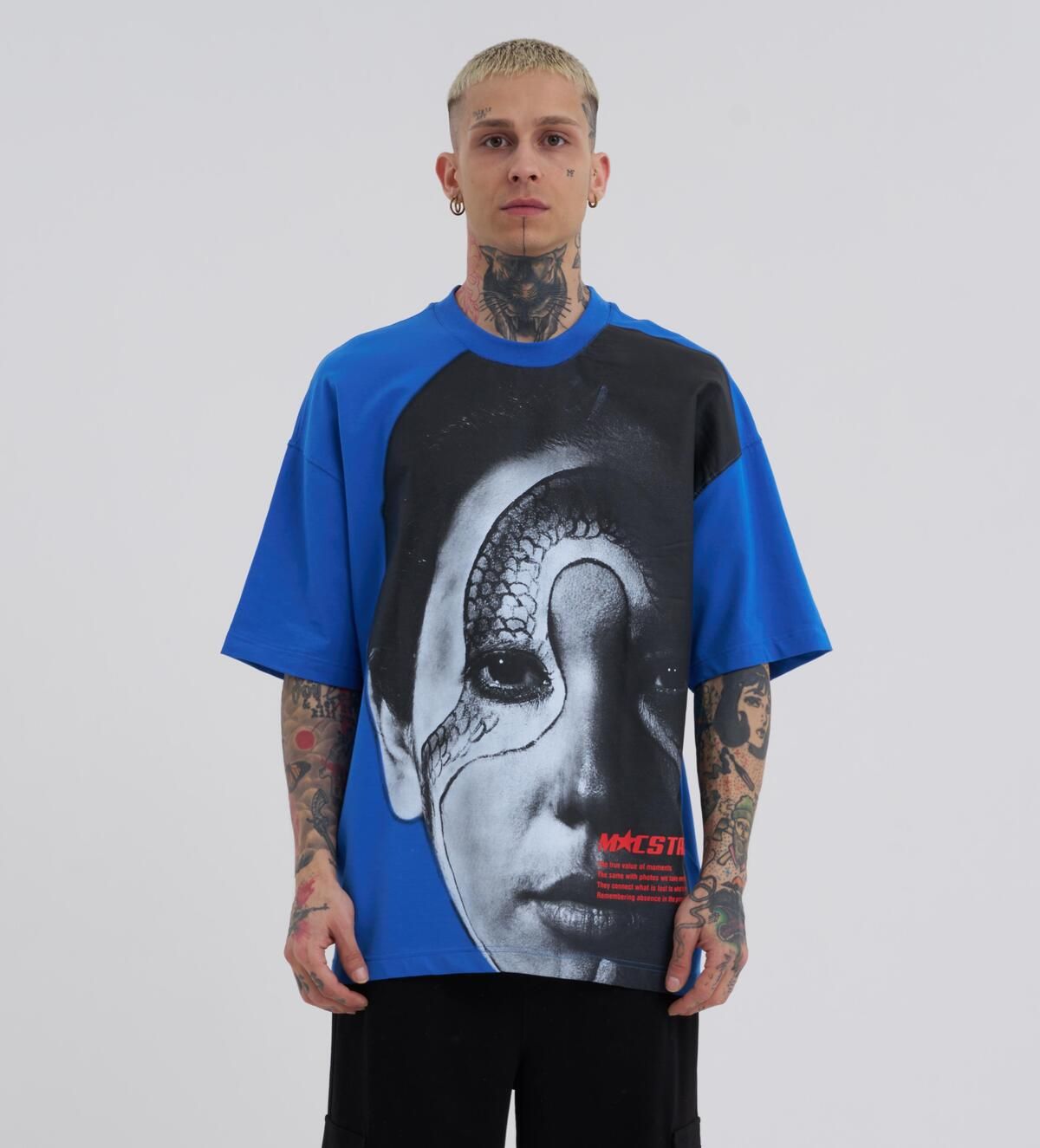 تیشرت مردانه Macstar Snake Face Oversize Ecru
