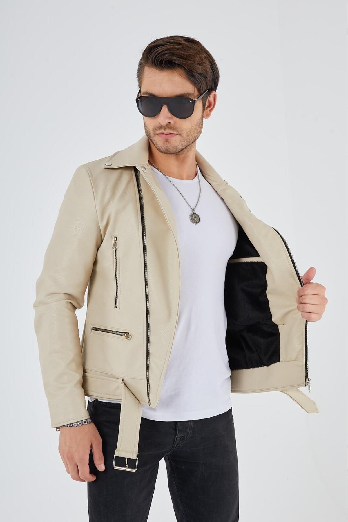 ژاکت مردانه بژ MOZZARO | TYC91EB86N170747594453765 اورجینال - تصویر 4