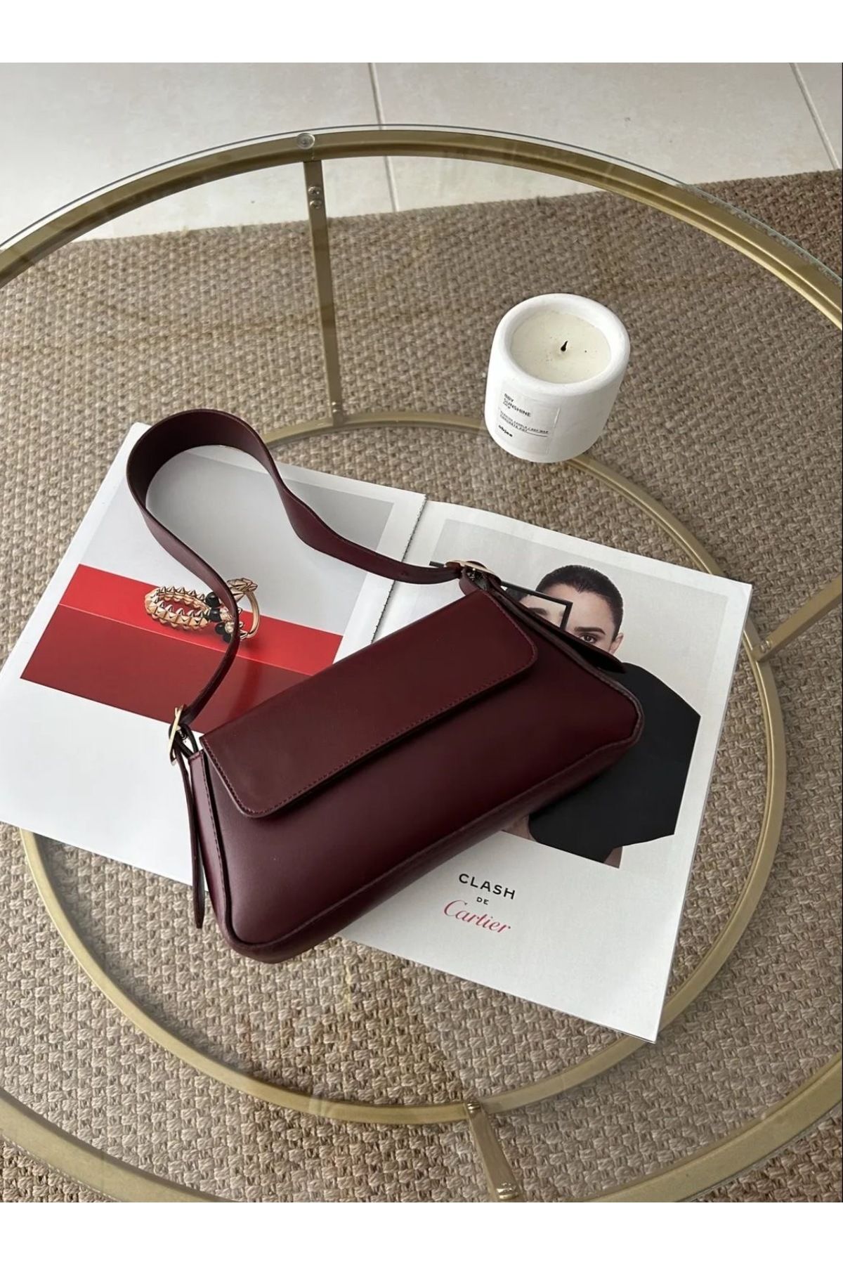 Women's Stylish Plain Design Baggage Bags Burgundy