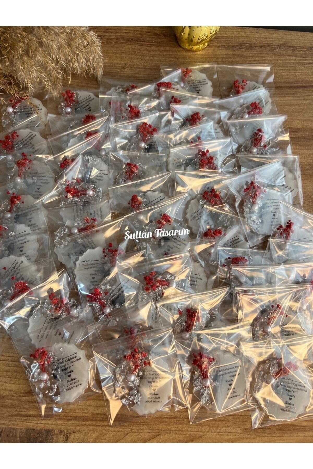 Sultan Tasarım 6 Cm - 20 Adet Çiçekli Söz Nişan Düğün Kız Erkek Bebek Yenidoğan Sünnet Hediyelik Buzdolabı Magneti fotoğrafı 7 (önizleme)