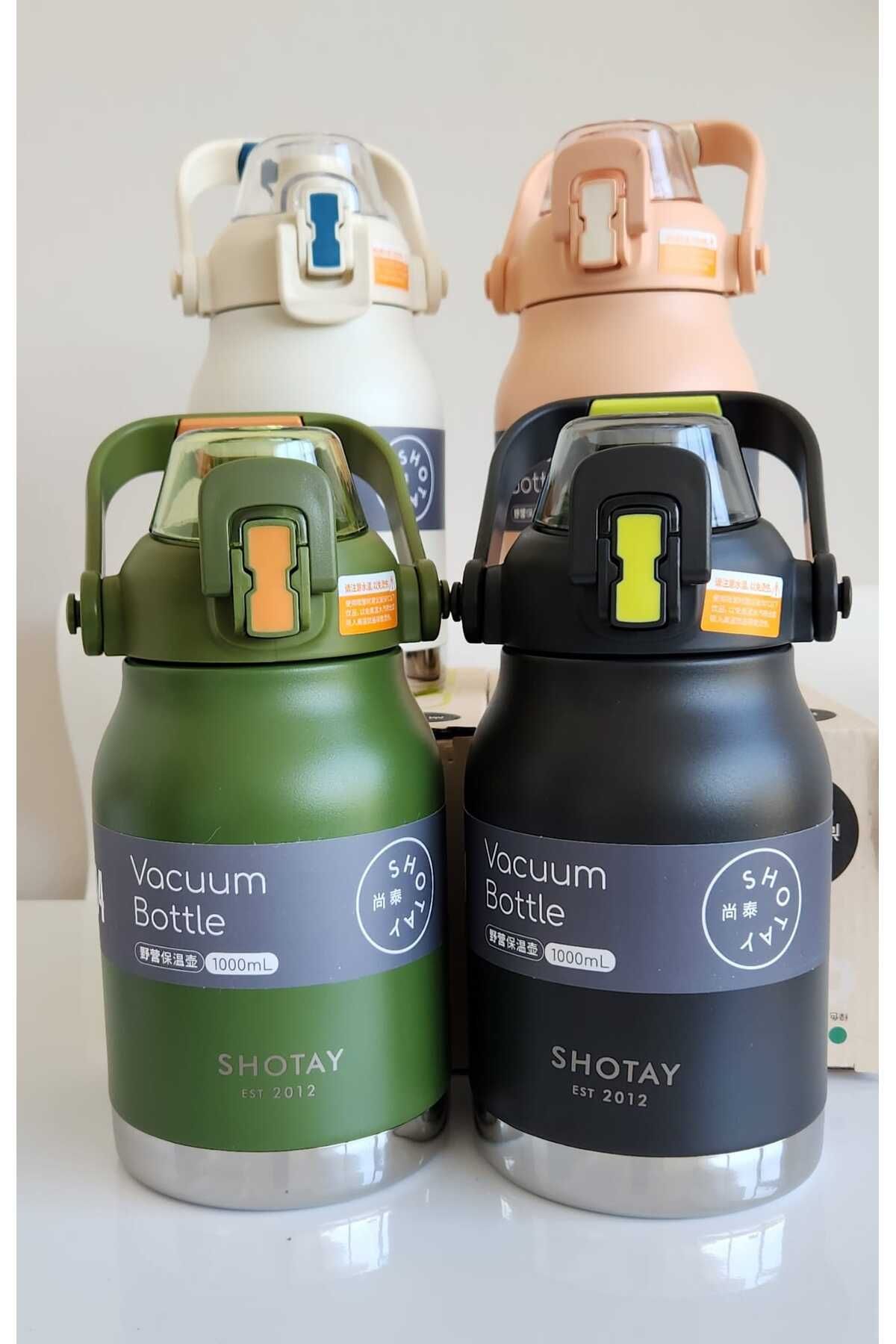 Shotay-ST-8250 Model with Handle and Strap 1000ml Water Bottle with Straw and Straw Cream Phone Holder 2 Different Uses 7