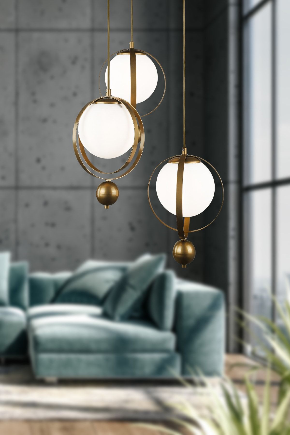 Jupiter 3-Piece Chandelier Antique White Glass