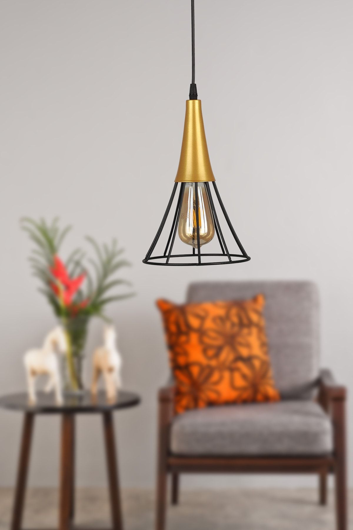 Havana Single Chandelier Black-Gold
