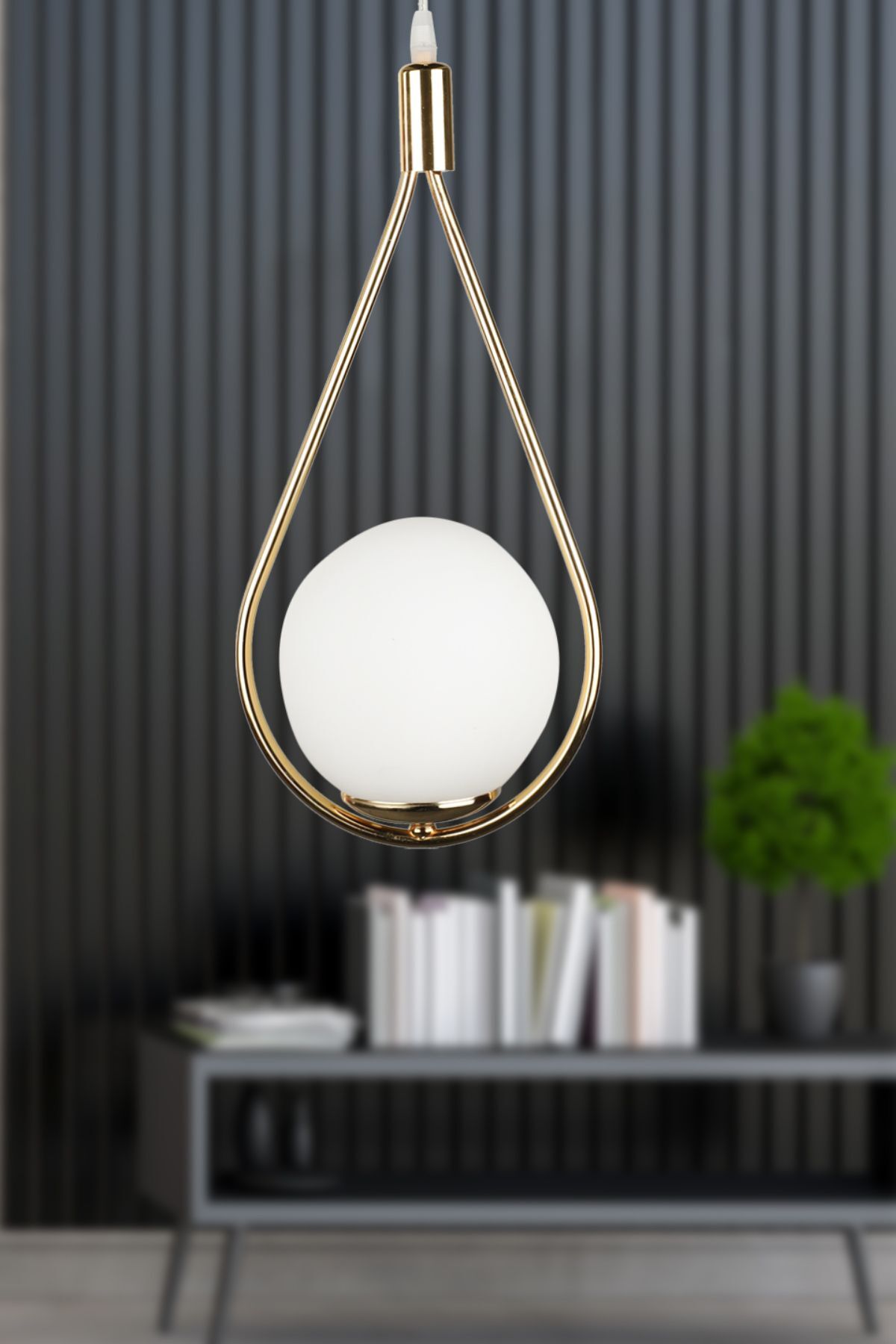 Mexican Single Chandelier Gold Plated White Glass