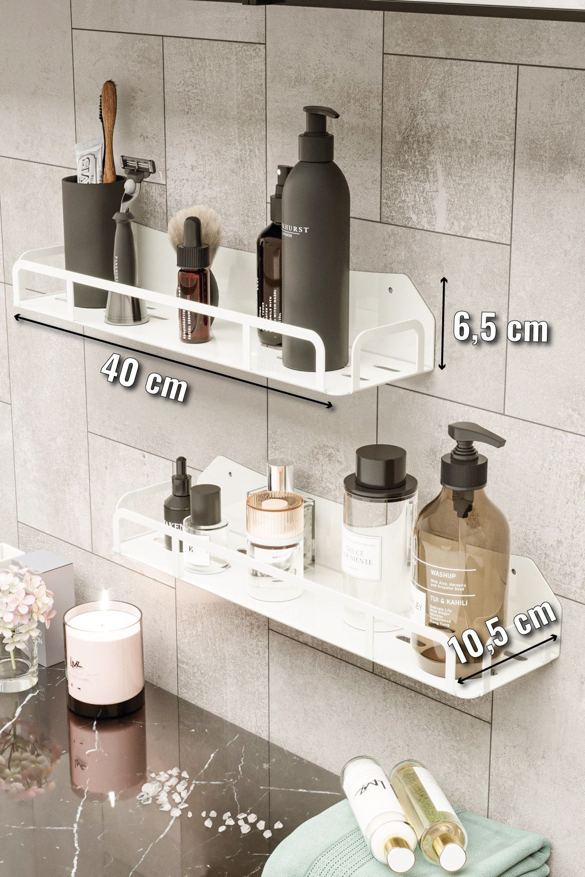 Lmz Design-Suport pentru condimente Raft de bucătărie Organizator pentru cosmetice Raft pentru baie Organizator multifuncțional Set de 2 dimensiuni mari 5