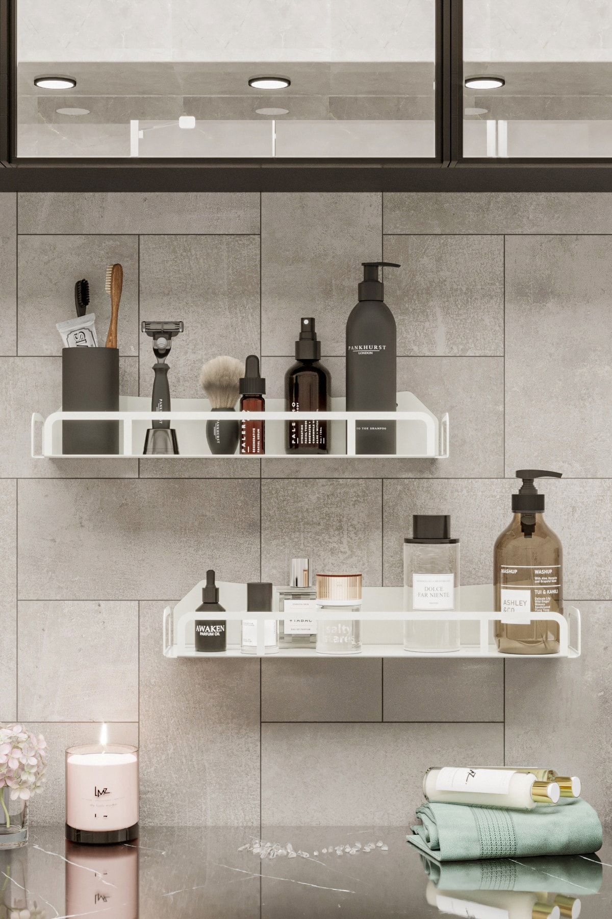 Lmz Design-Suport pentru condimente Raft de bucătărie Organizator pentru cosmetice Raft pentru baie Organizator multifuncțional Set de 2 dimensiuni mari 1
