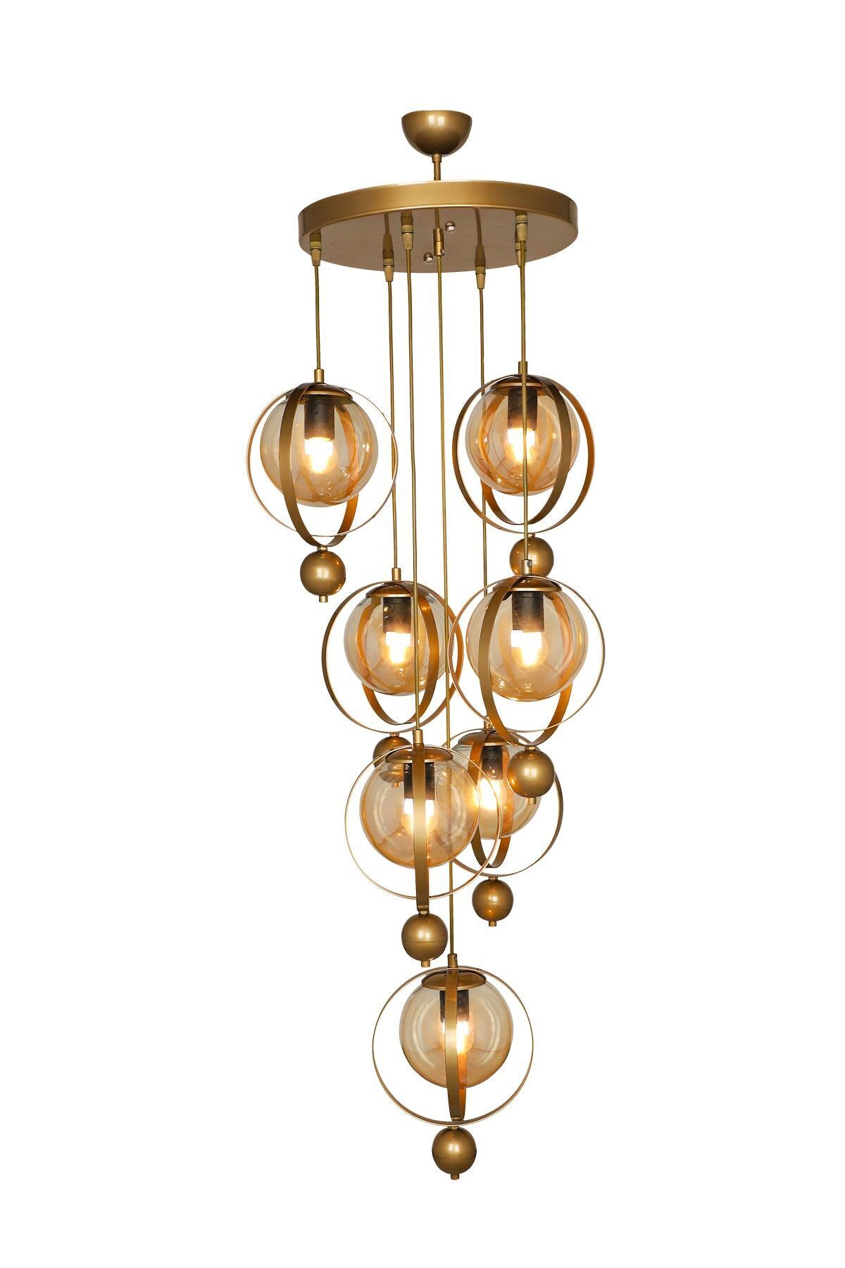 Jupiter 7-Piece Chandelier Antique Honey Glass