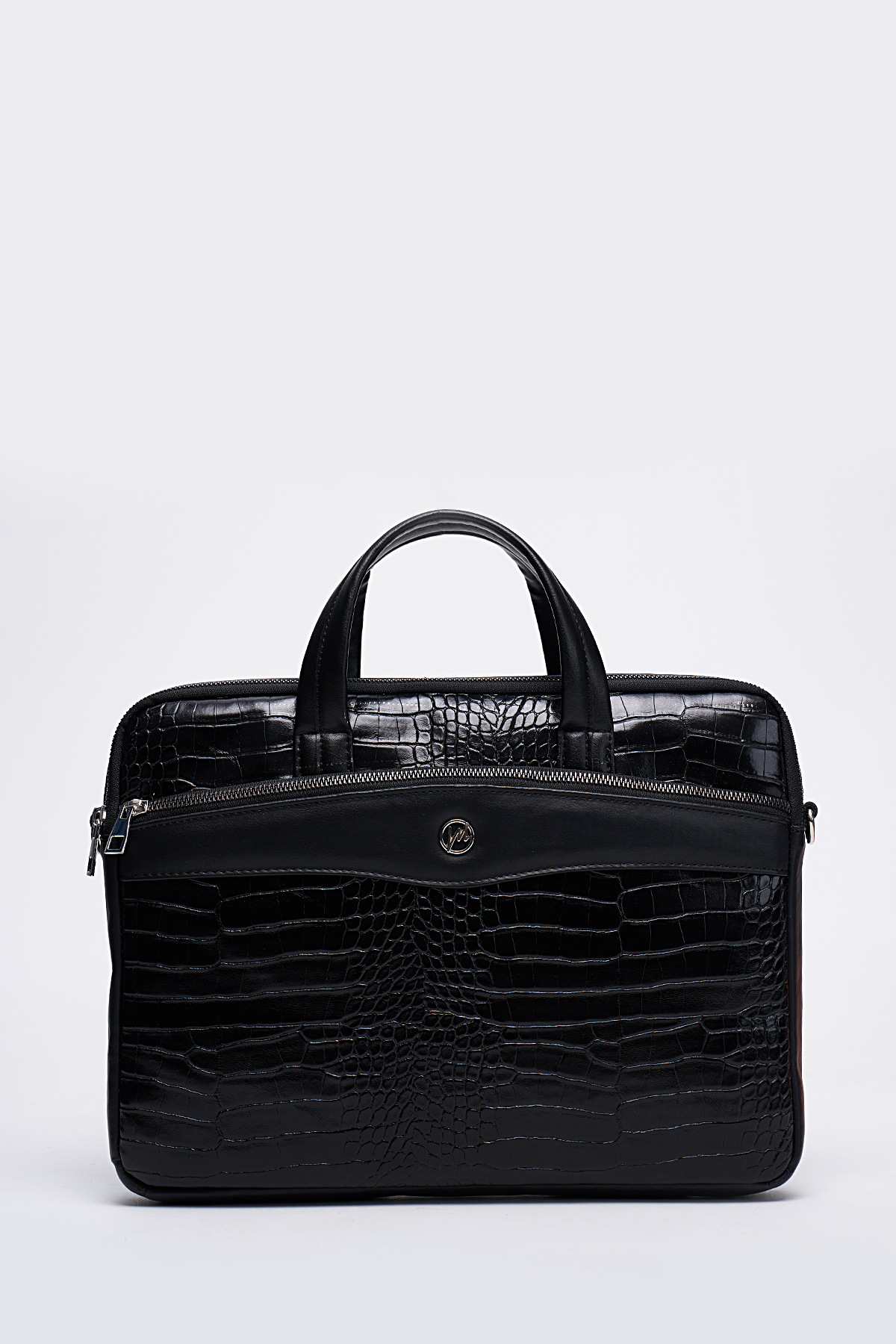 MORCA  Unisex Siyah Kroko Deri 13" & 14" Inç Laptop Evrak Çantası