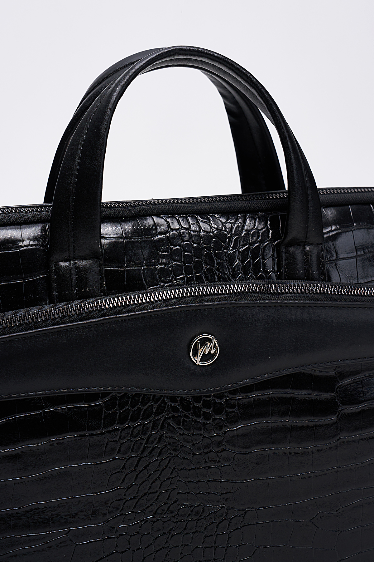 MORCA  Unisex Siyah Kroko Deri 13" & 14" Inç Laptop Evrak Çantası - Görsel 6