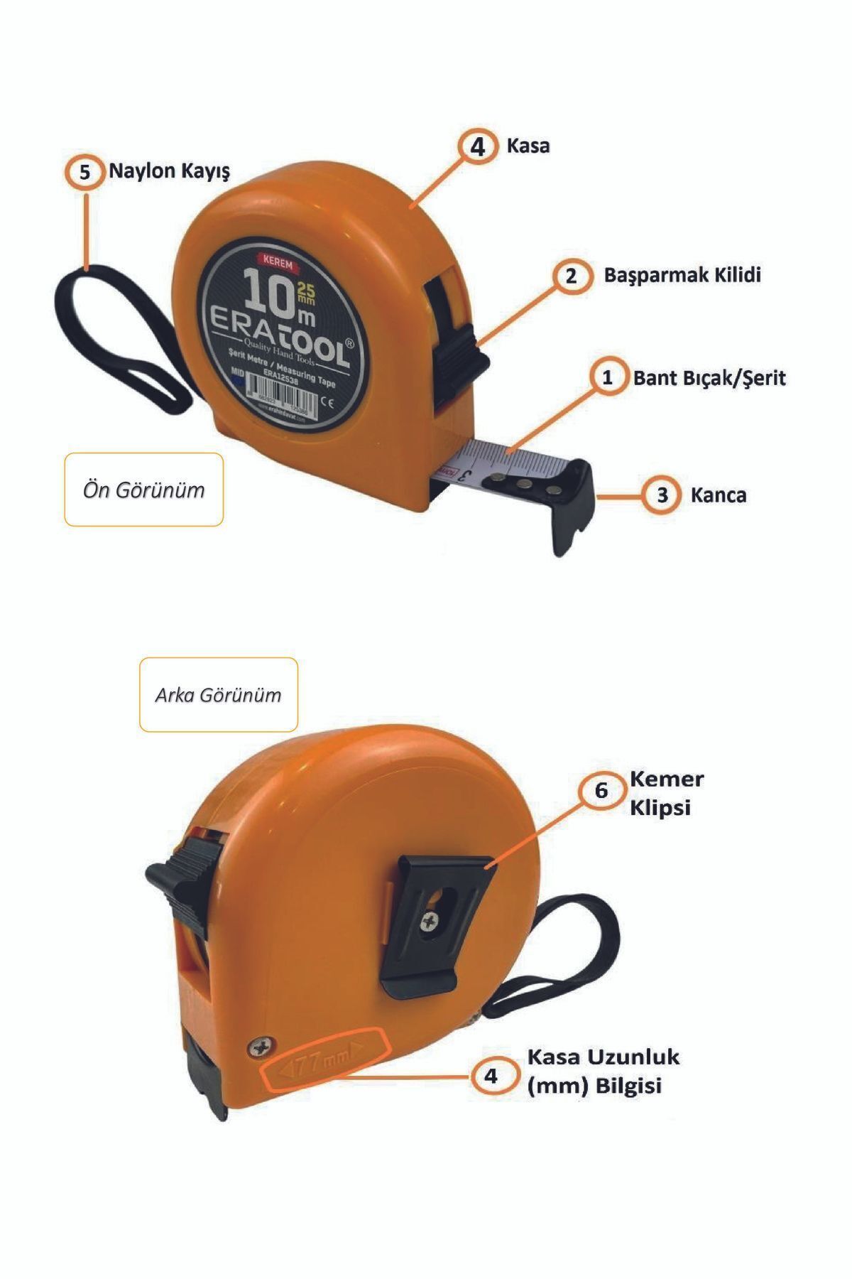 Eratool-5*19MM White Serit Meter - Yusuf Eratool ER12508 7