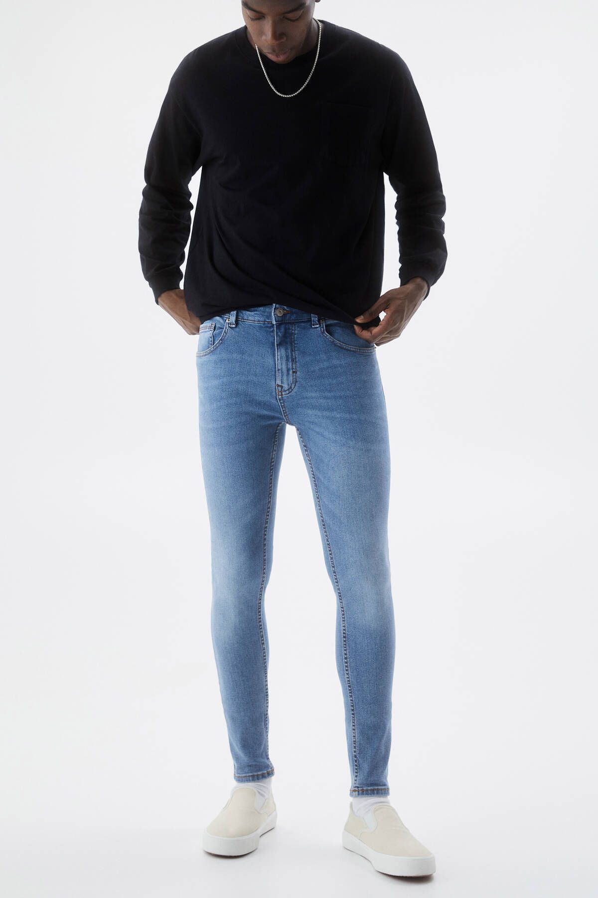 Синие джинсы Pull & Bear Super Skinny Fit 04684555