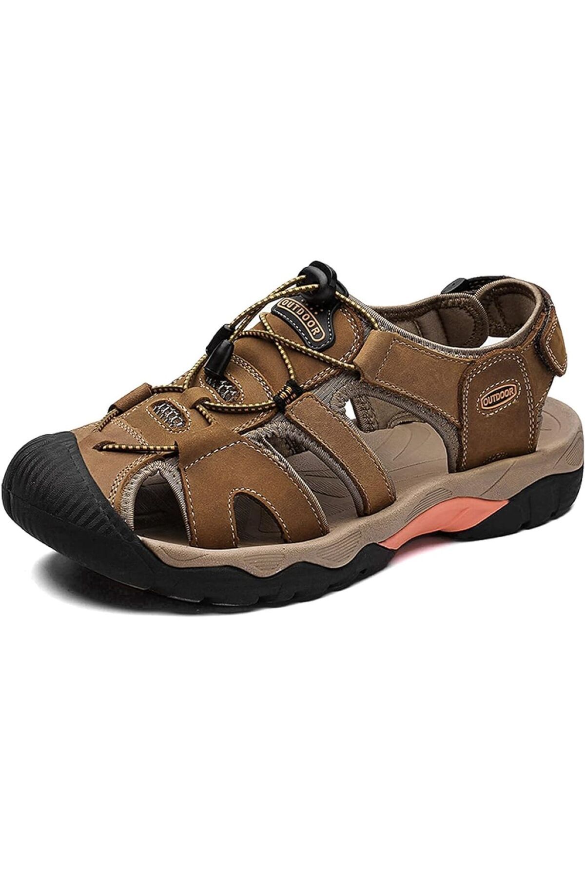 VTASQ Erkek Deri Spor Sandalet - Yazlık Kapalı Trekking ve Yürüyüş Sandaletleri