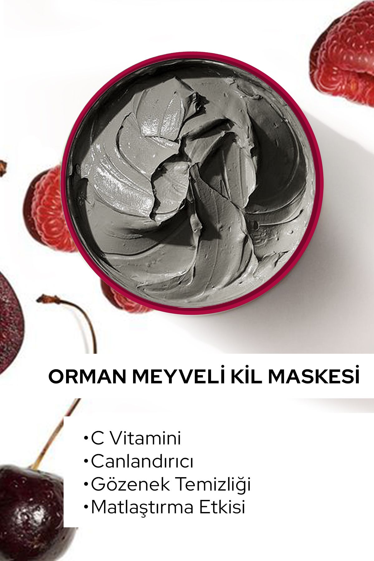 ماسک Br Clay Mask ویتامین C و پاک کننده منافذ صورت ماسک صورت میوه جنگلی ماسک خاک رس - 400 گرم Black Red