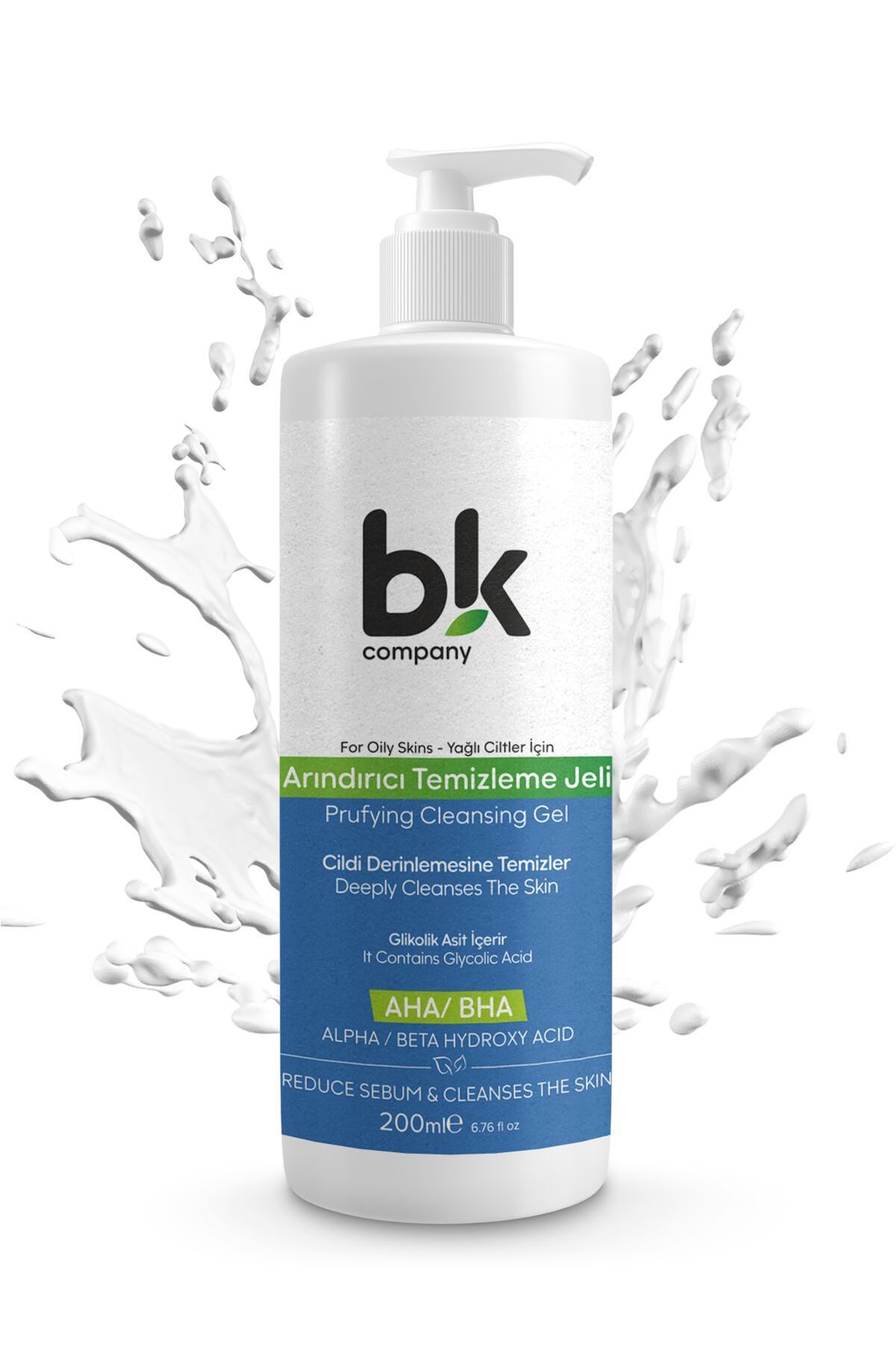 ژل پاک کننده صورت طبیعی پاک کننده - ضد آکنه، سر سیاه و جوش - 200 میلی لیتر BK COMPANY