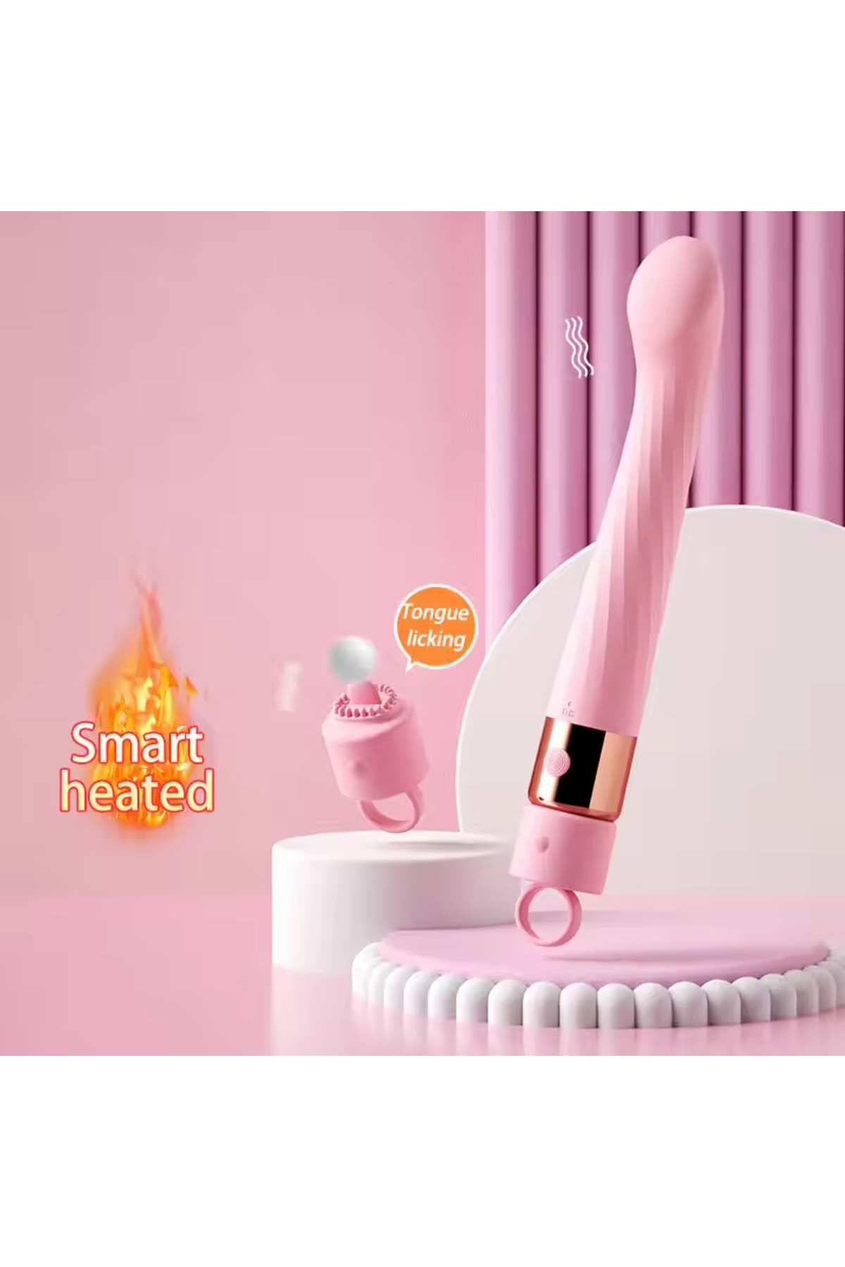 Isıtmalı, Yalama ve Titreşim Modlu Şarjlı Pembe Vibratör 3