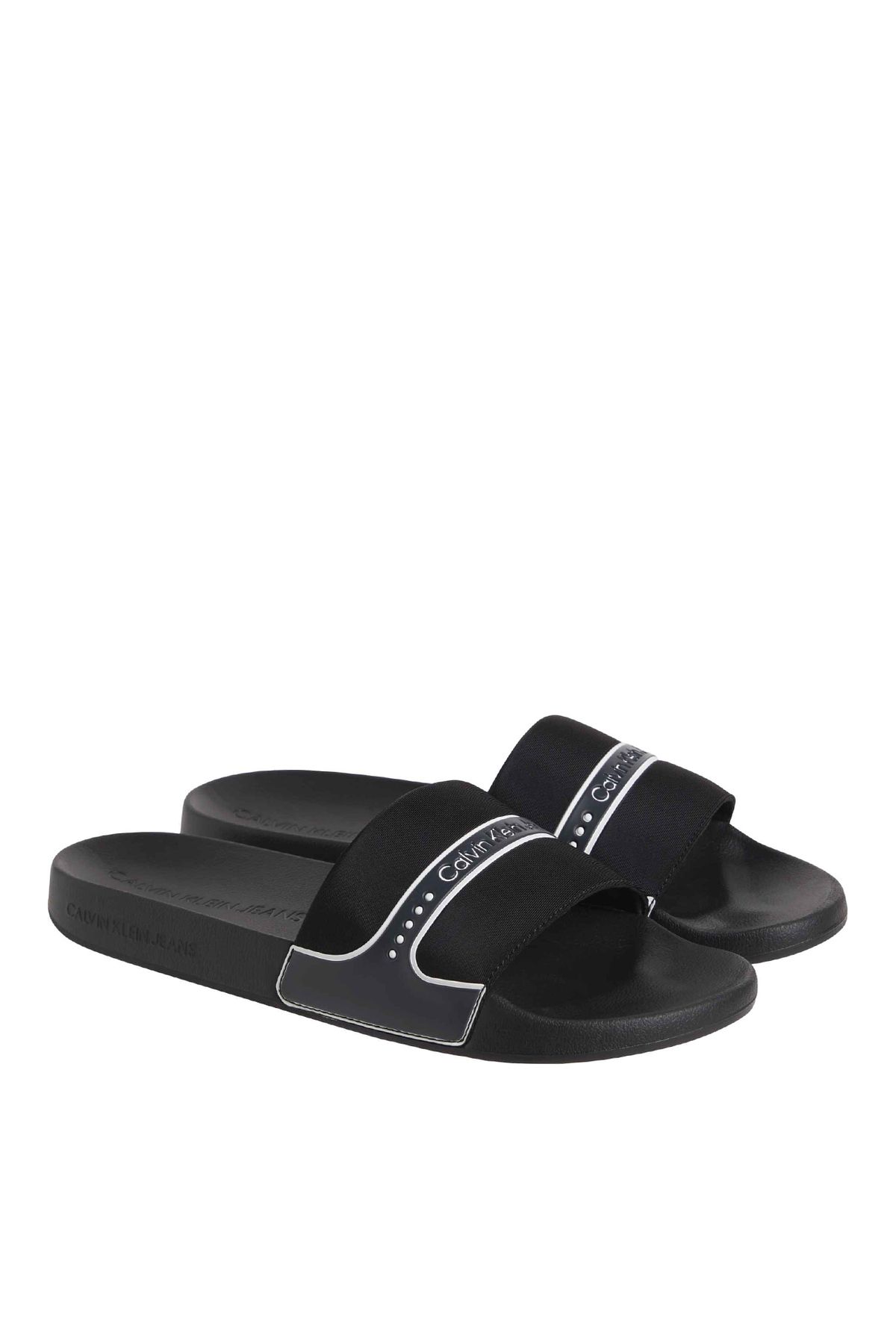 دمپایی سفید مردانه سیاه Slipper Neoprene Snap اورجینال Calvin Klein