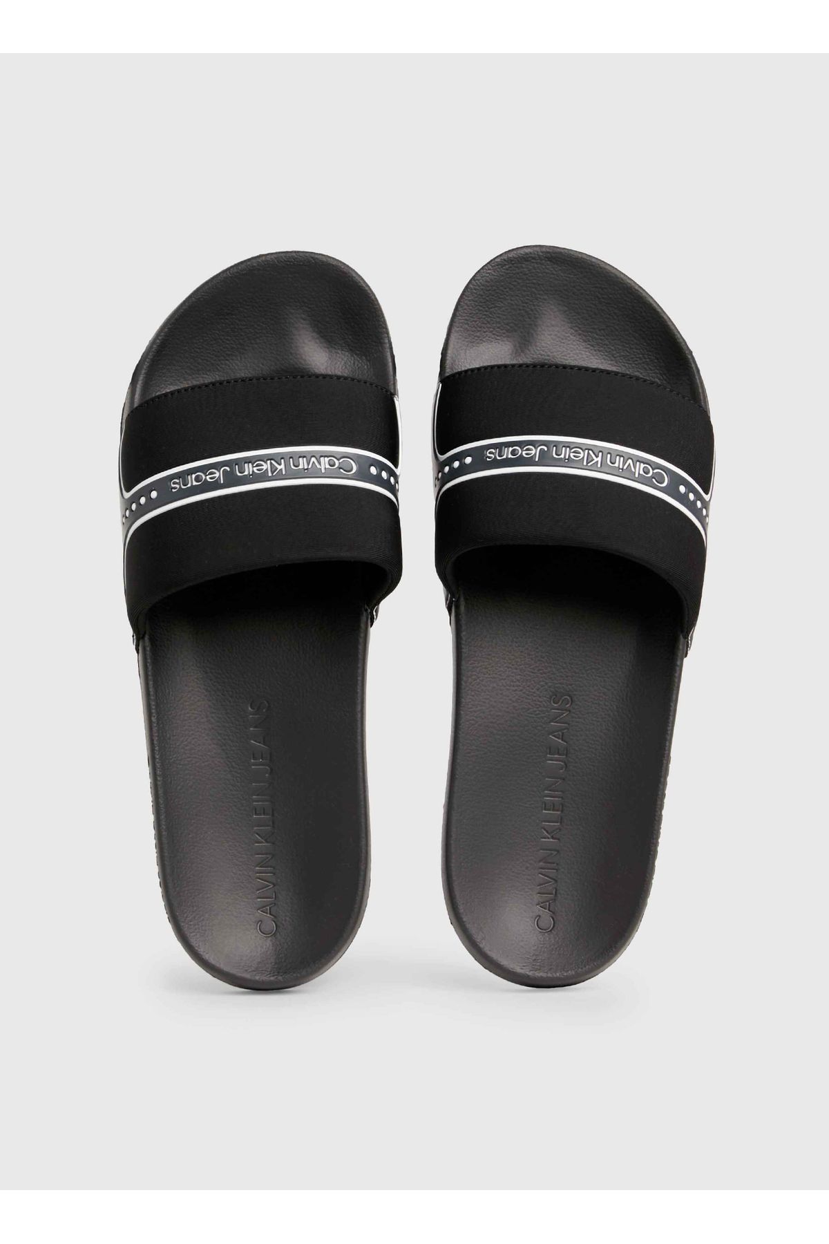 دمپایی سفید مردانه سیاه Slipper Neoprene Snap اورجینال Calvin Klein