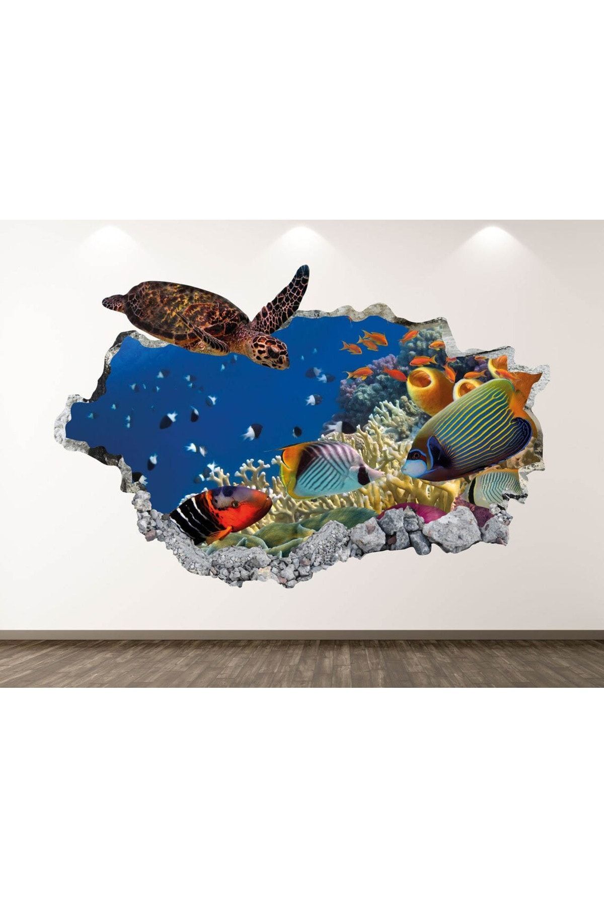 Large Aquarium Fish & Sea Creatures Full Hd Printing 3d Wall Sticker