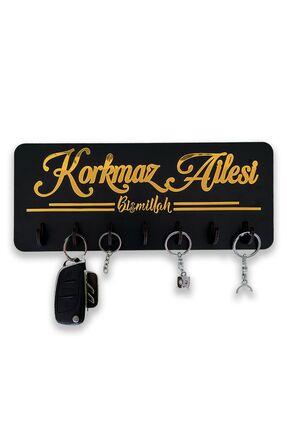 GEEG Dekoratif Altın Pleksi Bismillah Yazılı Anahtarlık Askısı Isme Özel Plek...