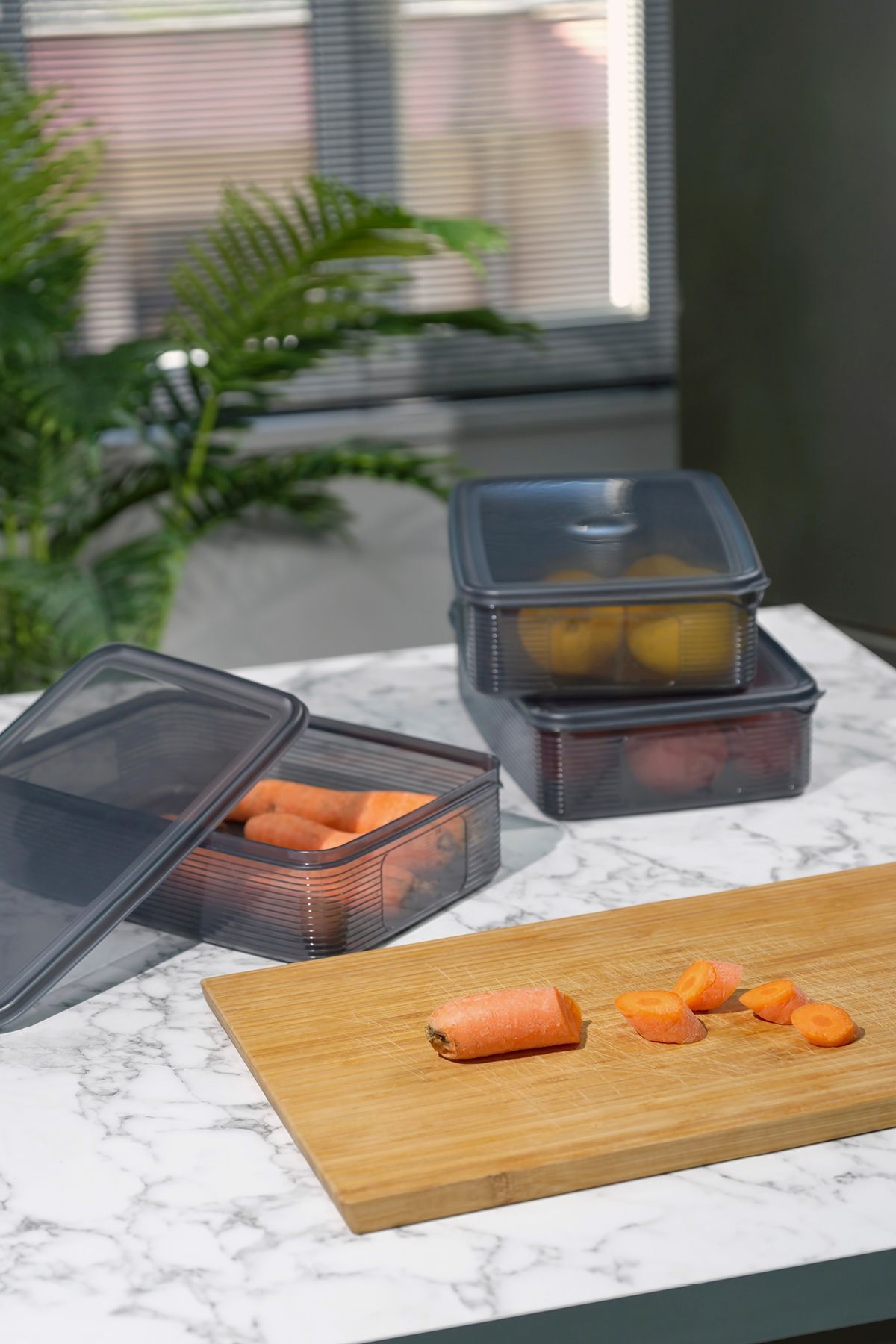 Ecolux-3.5 Lt Anthracite 10 Pieces Large Size Rectangular Food Storage Set 3