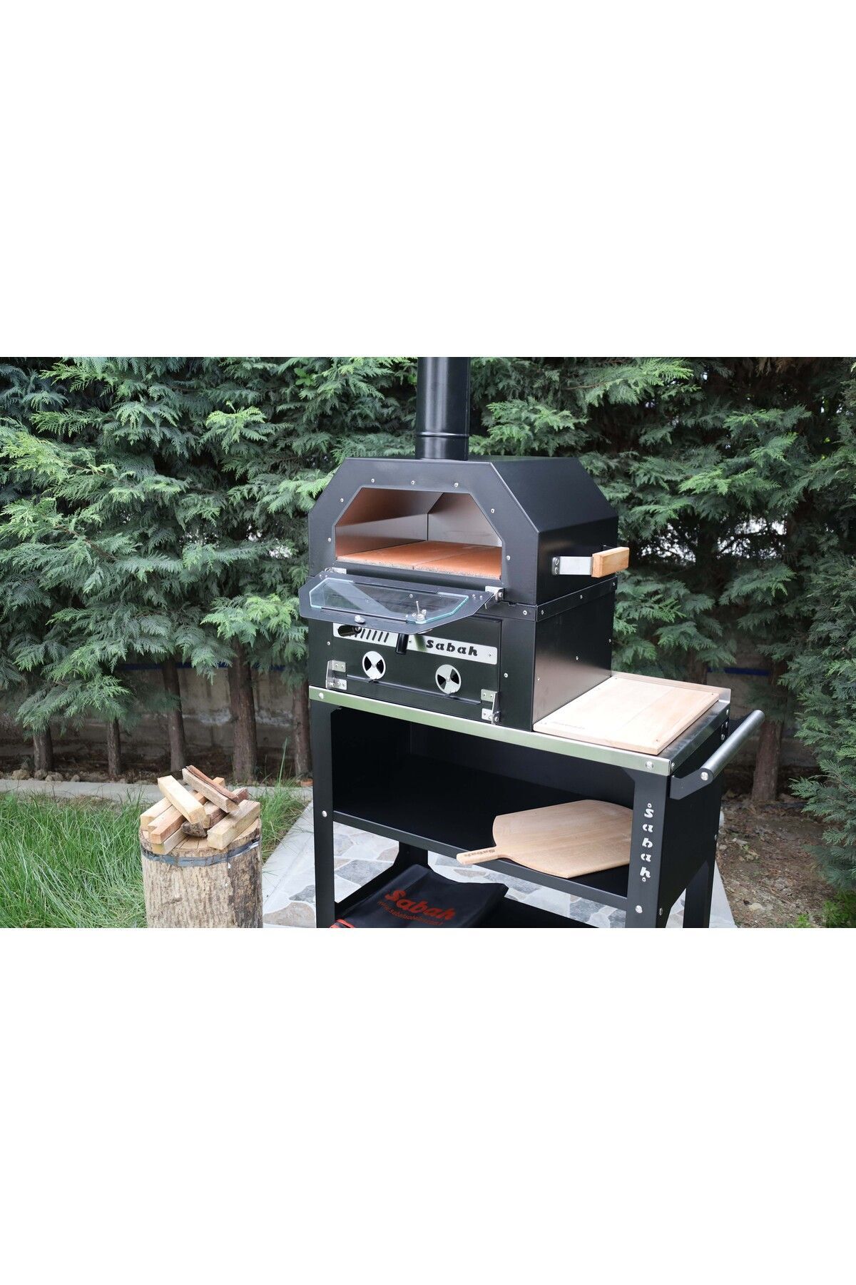 Tekerlekli Kömürlü Bahçe Fırını Mangal Barbekü Seti 5
