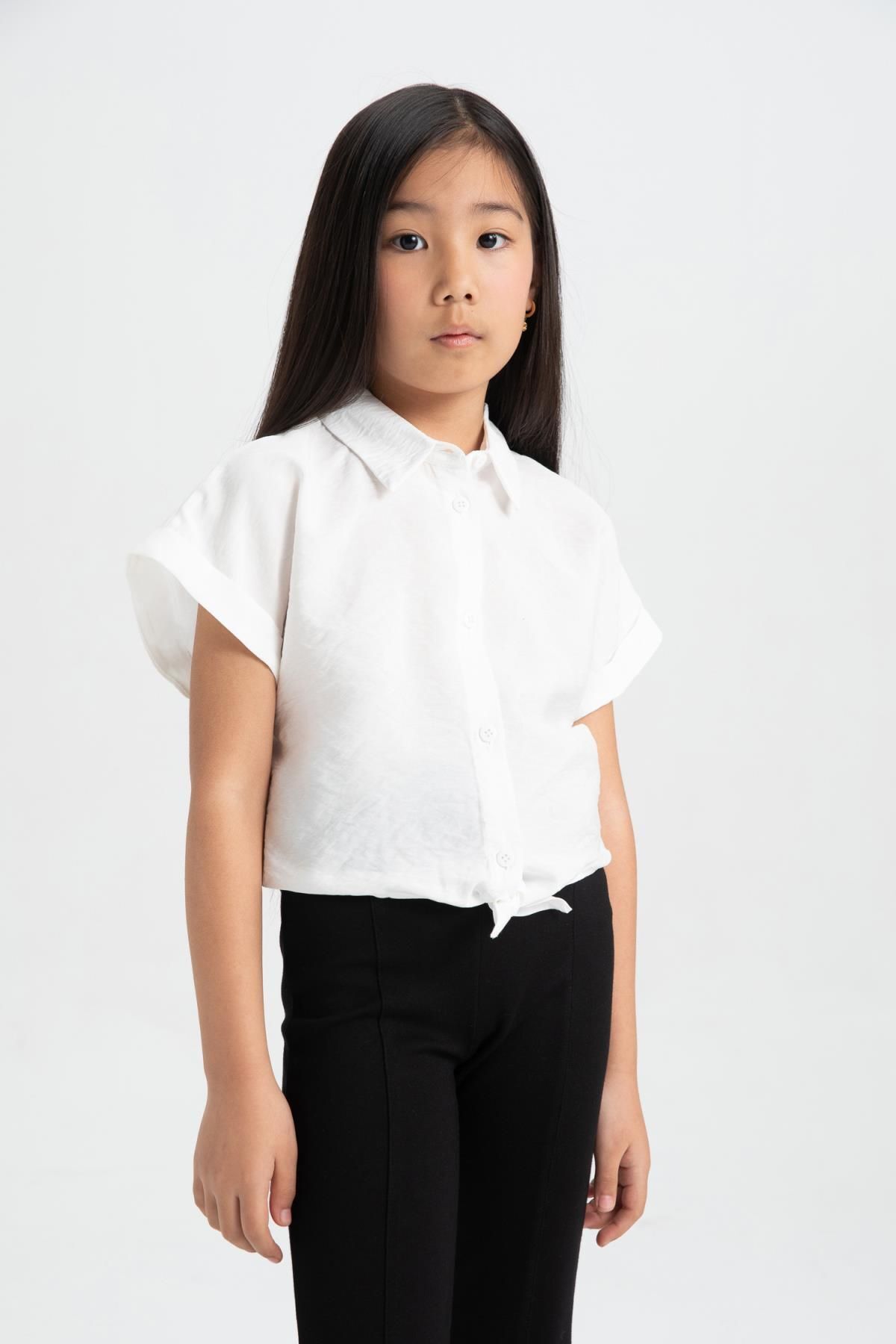 DeFacto-Girl's Crop Short Sleeve Shirt C8287A824SM 4