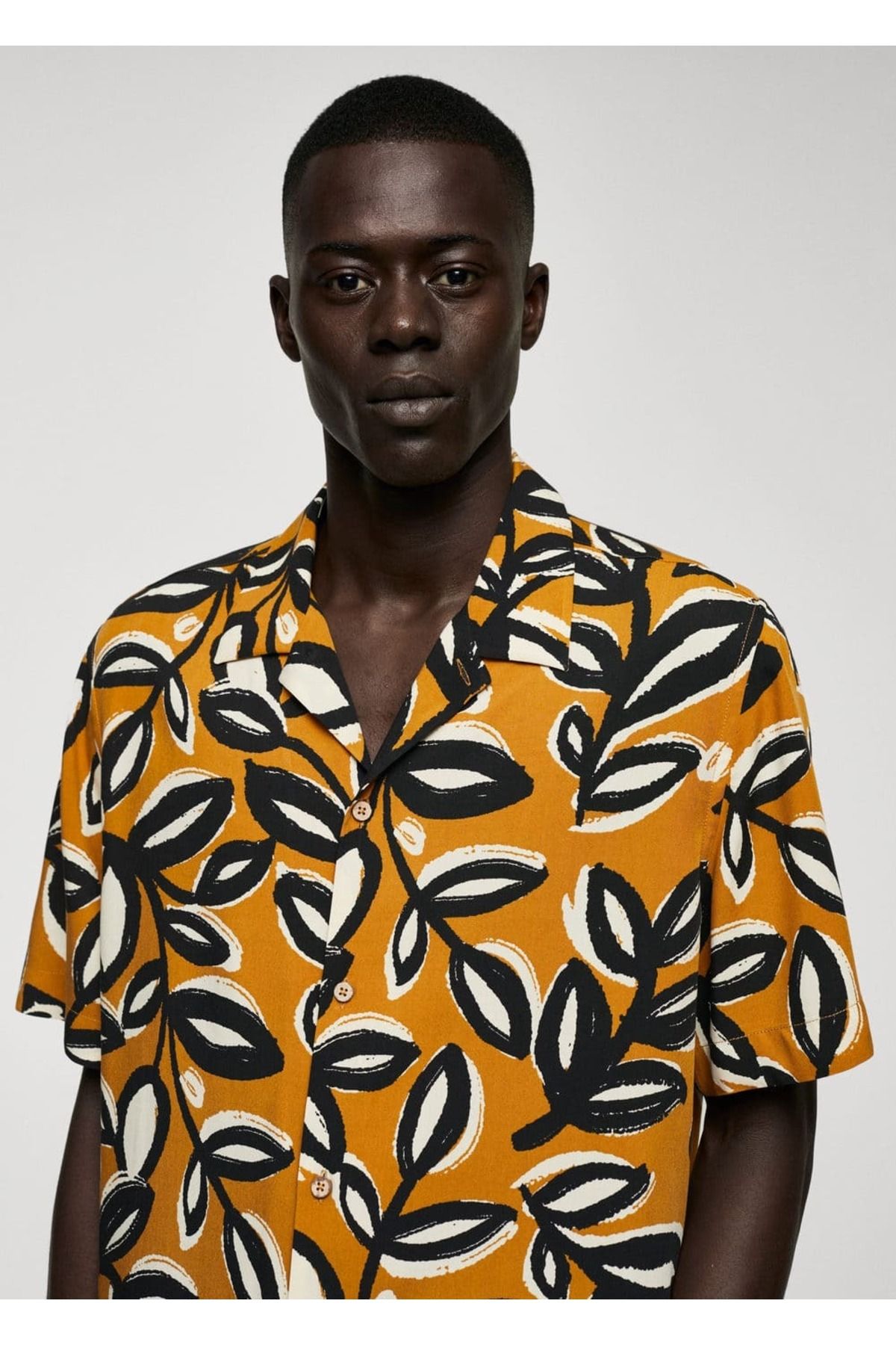 MANGO Man-Flowing shirt with leaf pattern 5