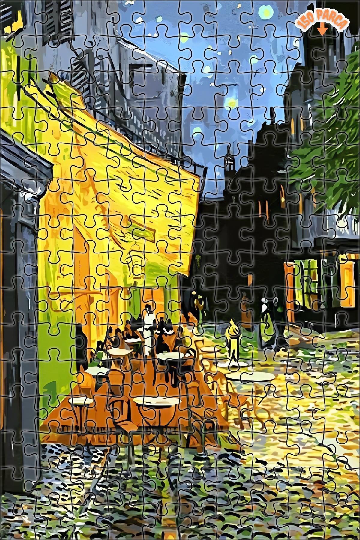 Teona Ahşap Gece Kafe Terası Vincent Van Gogh Çift Katlı Çerçeveli