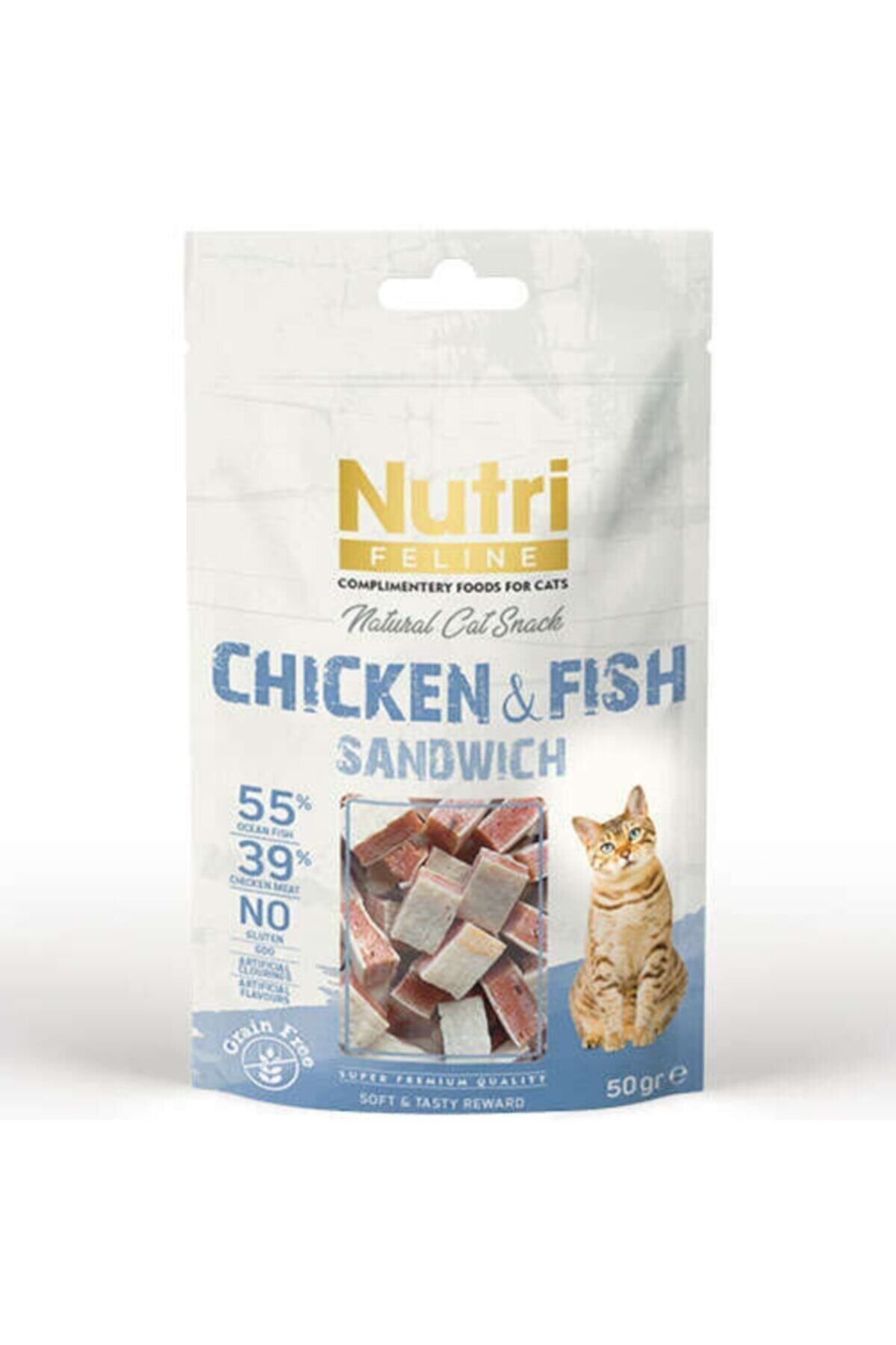 Nutri Tahılsız Feline Chicken And Fish Sandwich 50 gr X 2 Paket