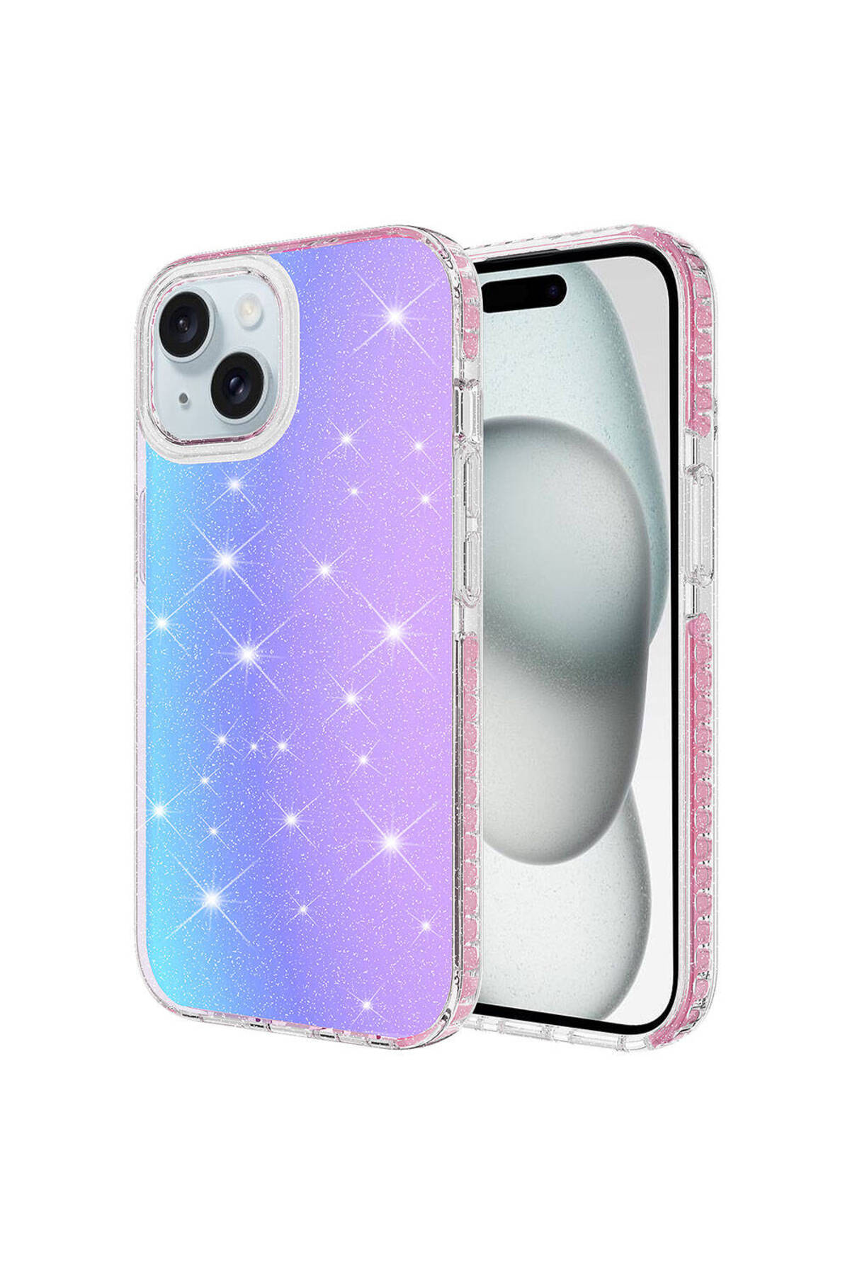 iPhone 15 Uyumlu Parlak Renk Geçişli KHL Velle Kılıf-Pembe