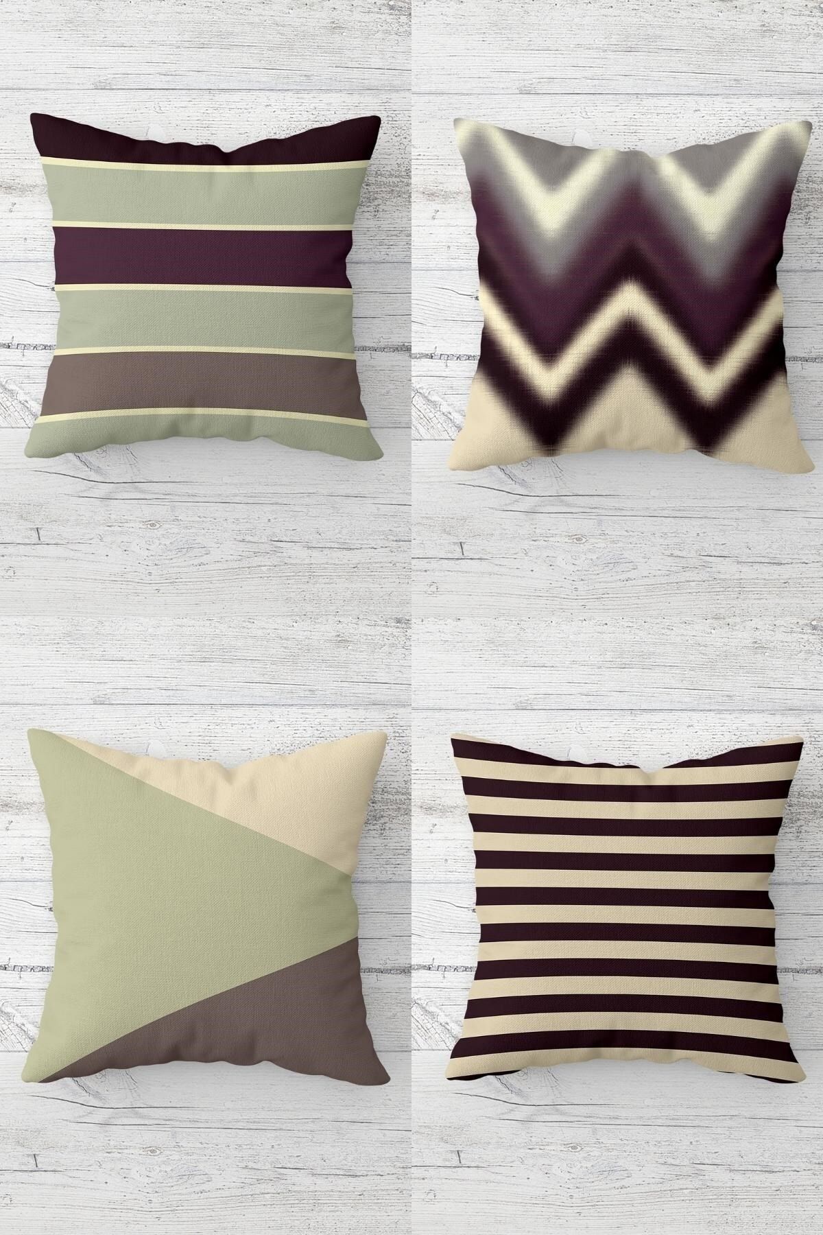 on the clouds-Zigzag And Striped Pattern Color Blocked Hidden Zippered Throw Pillow Cover Sofa Pillow Cover Set(4pcs) 1