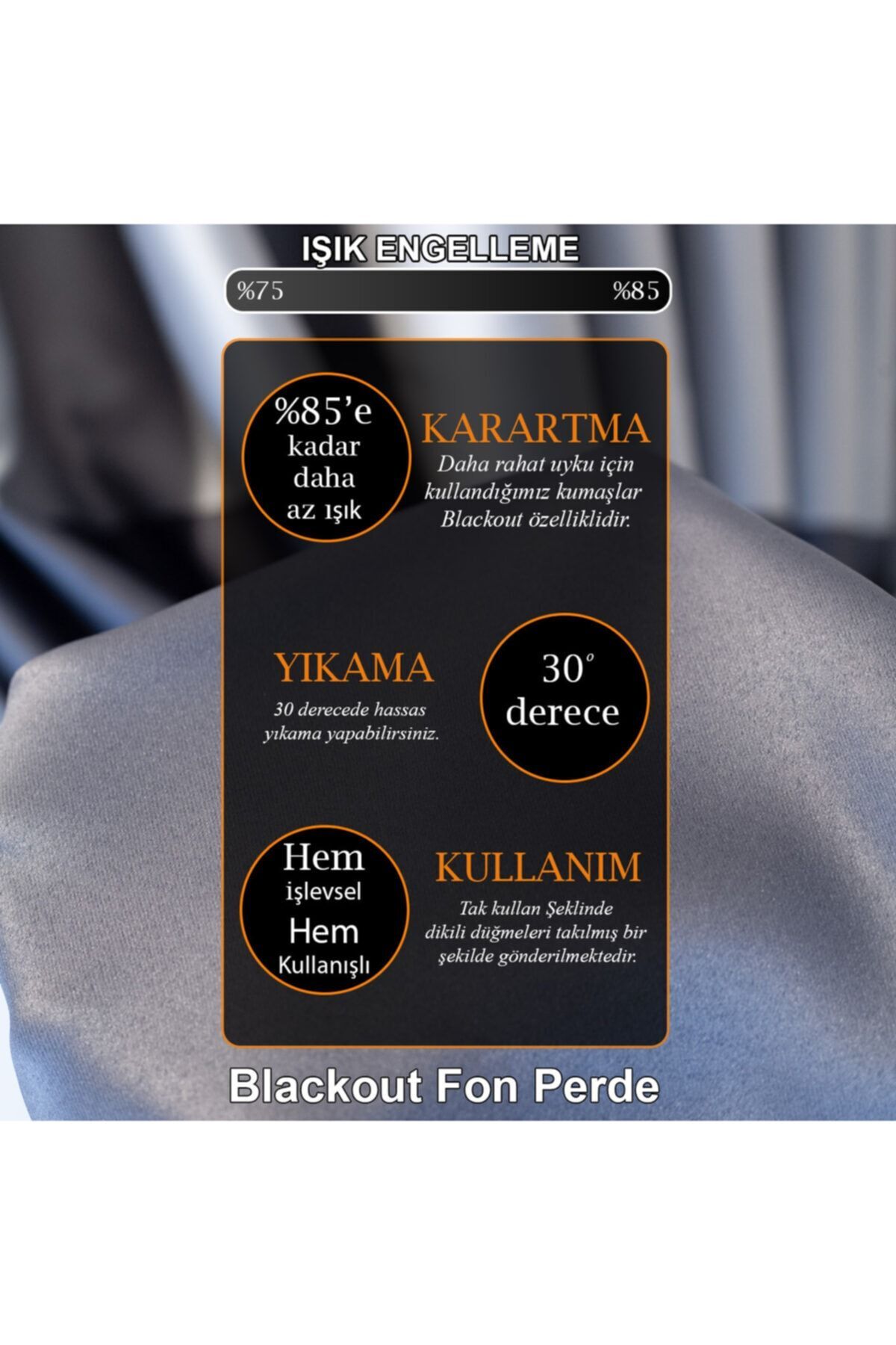 Nebumu Blackout Venedik Bordürlü Büzgülü Karartma Perde fotoğrafı 4 (önizleme)