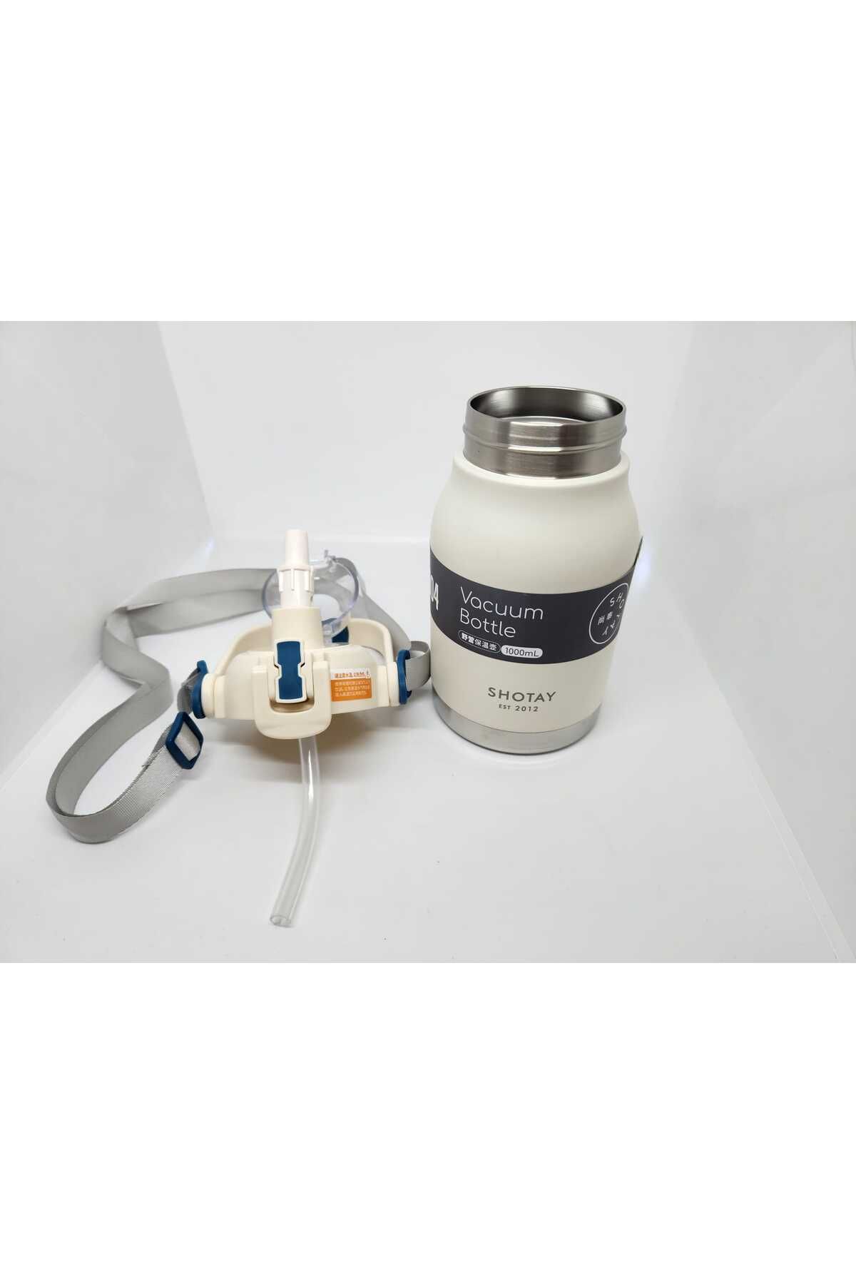 Shotay-ST-8250 Model with Handle and Strap 1000ml Water Bottle with Straw and Straw Cream Phone Holder 2 Different Uses 4