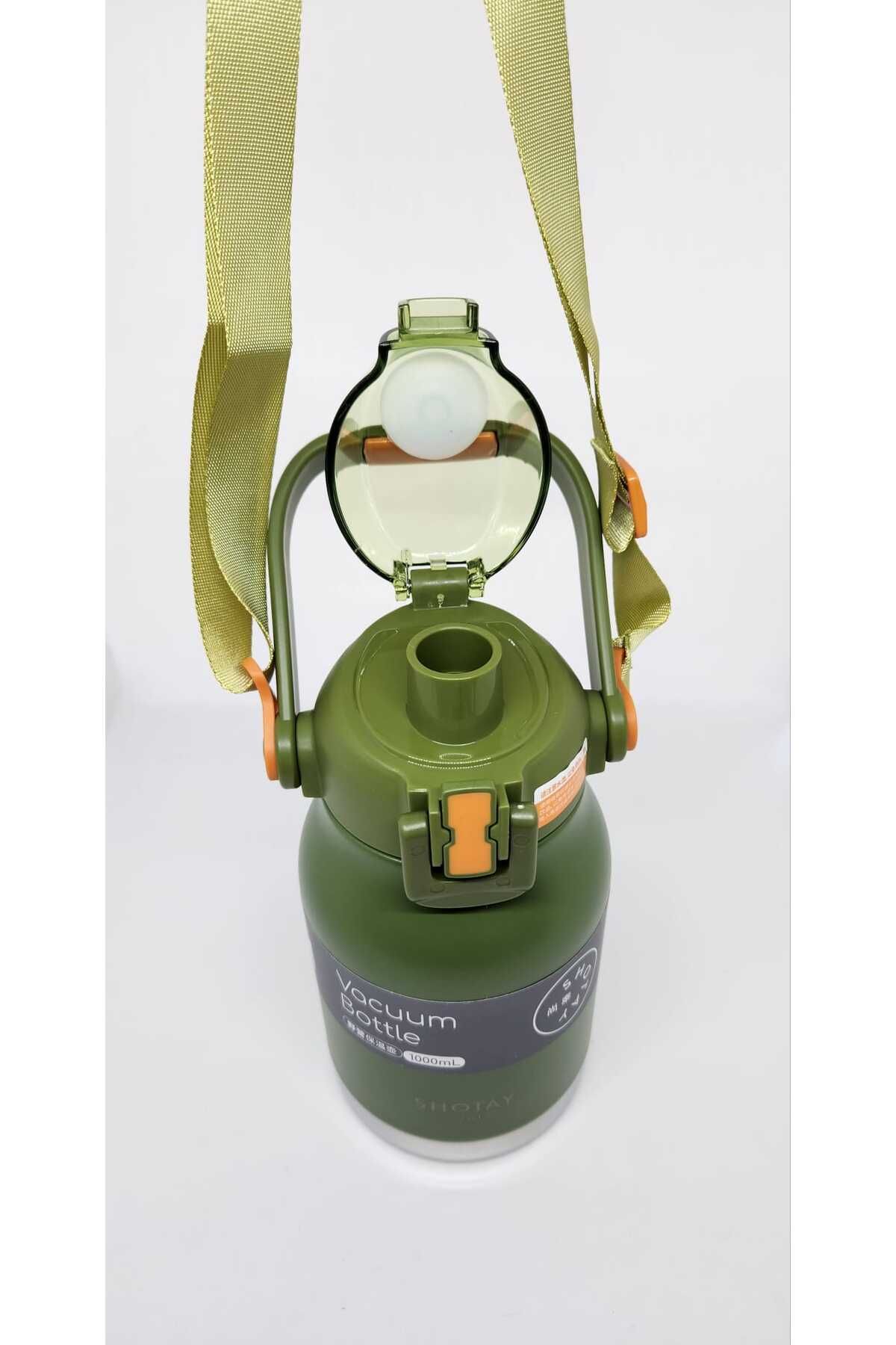 Shotay-ST-8250 Model Green Flask 1000ml Capacity with Handle and Strap with Straw-No Straw 2 Different Uses 3