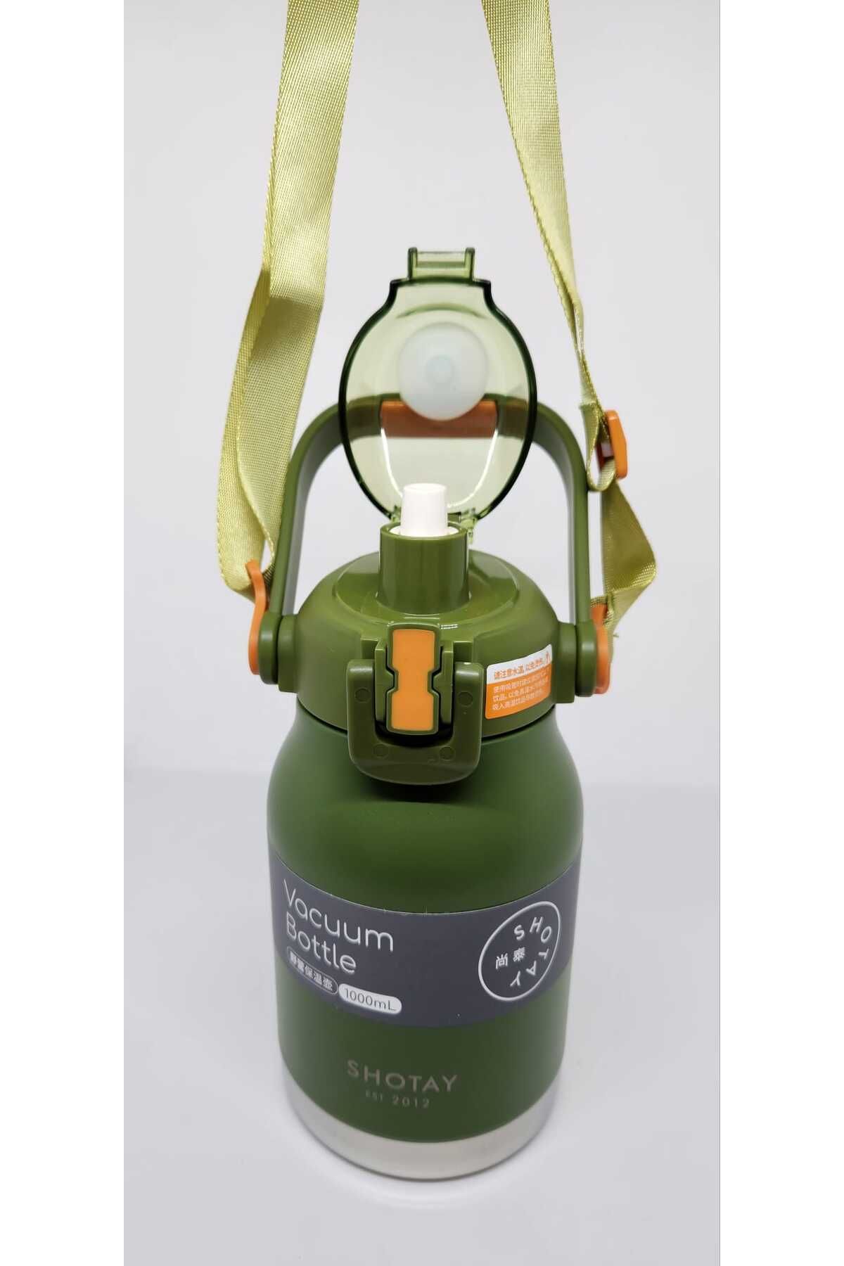 Shotay-ST-8250 Model Green Flask 1000ml Capacity with Handle and Strap with Straw-No Straw 2 Different Uses 6