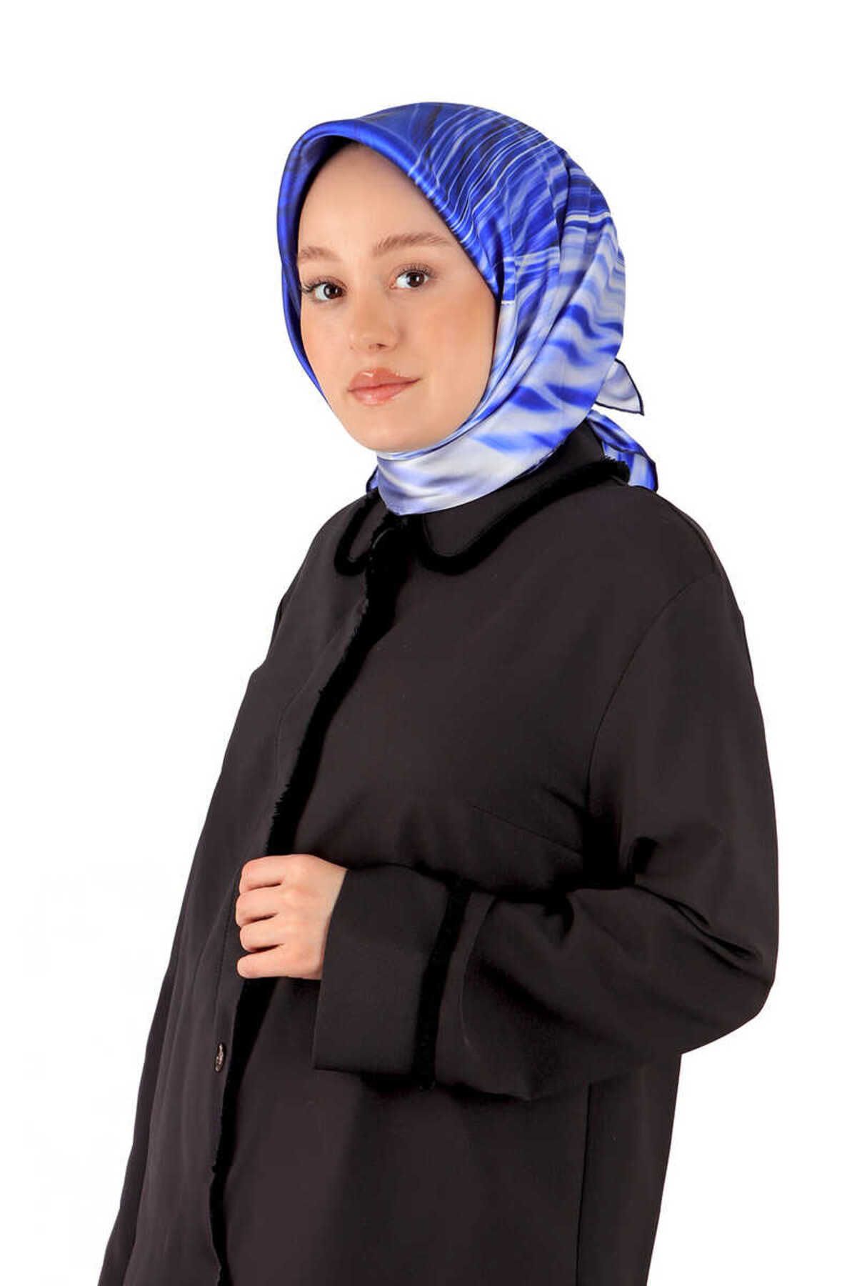 Bursa İpek-Eșarfă de mătase cu model curcubeu Saks Color 2