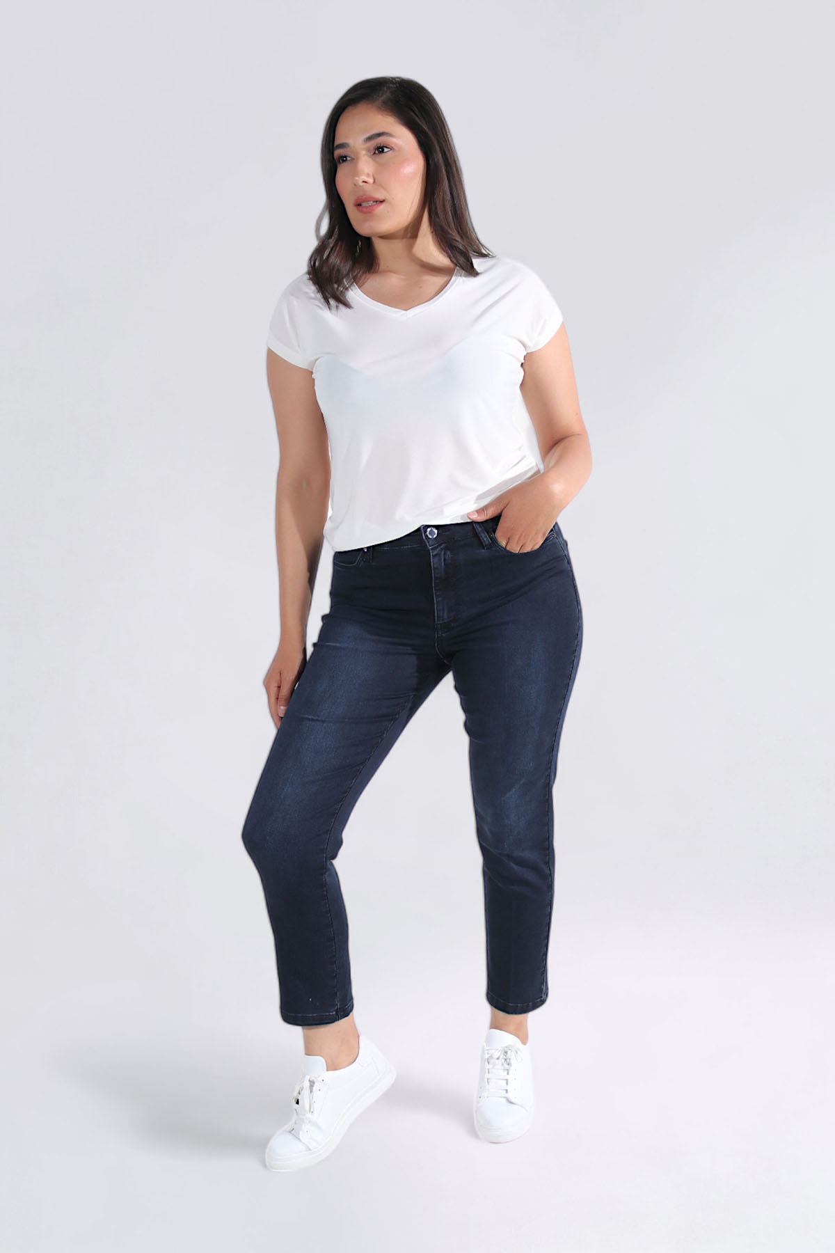 30197 NAVY BLUE TIGHT LEG WRIST LENGTH LYCRA JEANS