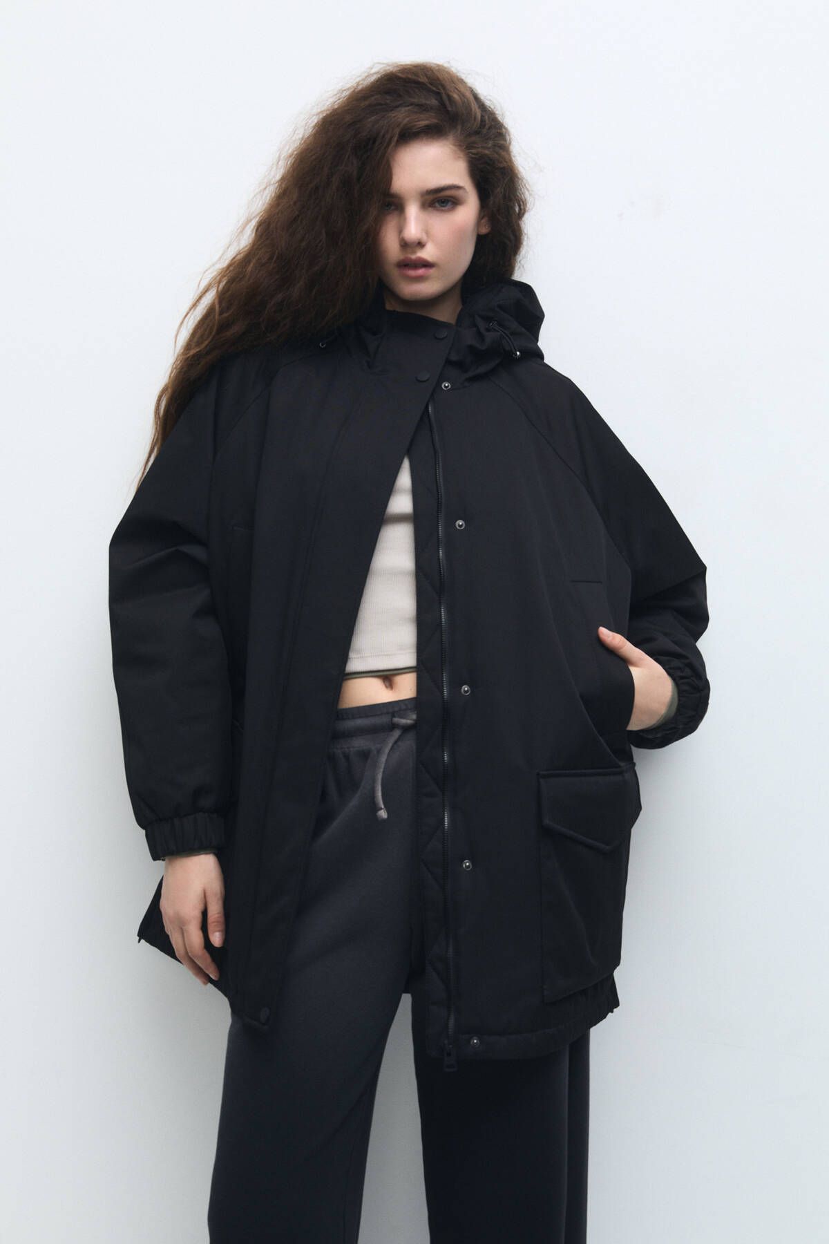 Парка Pull & Bear Oversize с капюшоном 03710308