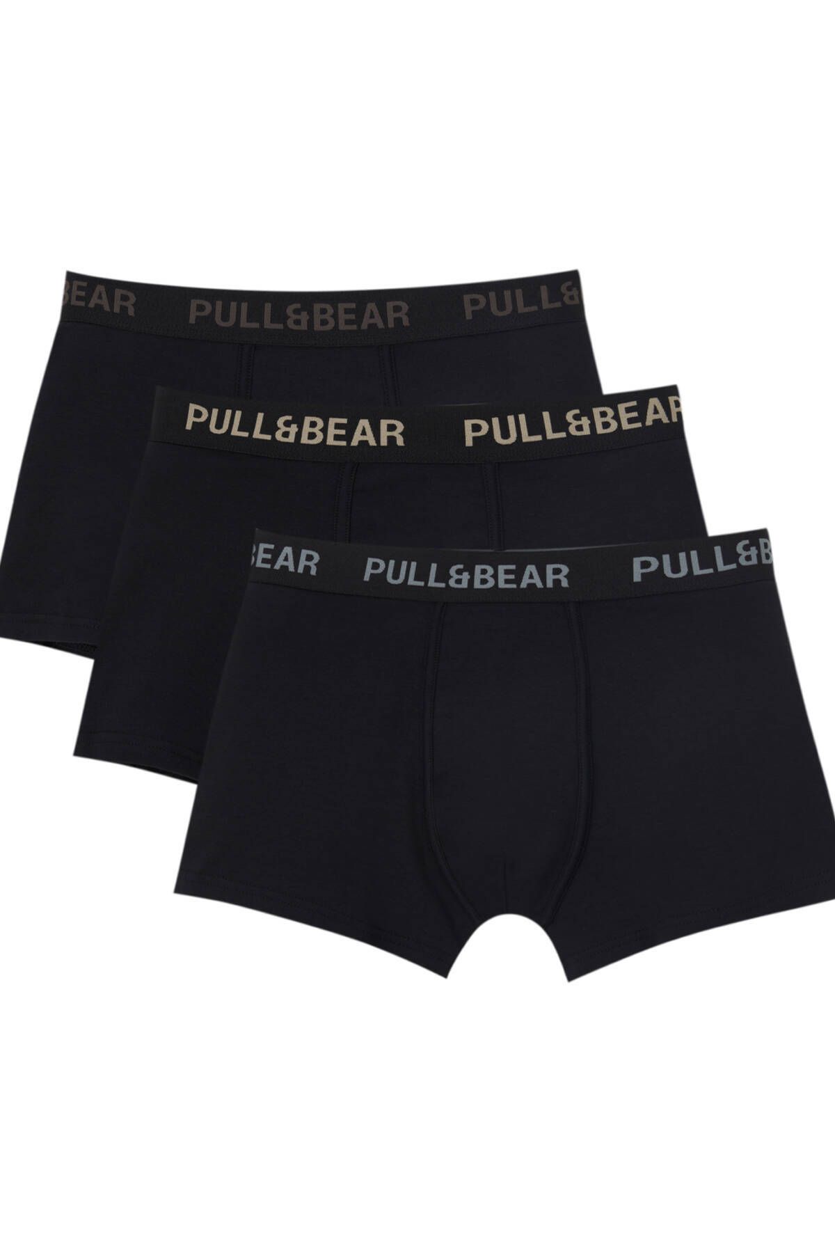 Набор из трех черных боксеров Pull & Bear с логотипом пастельных тонов 03860506